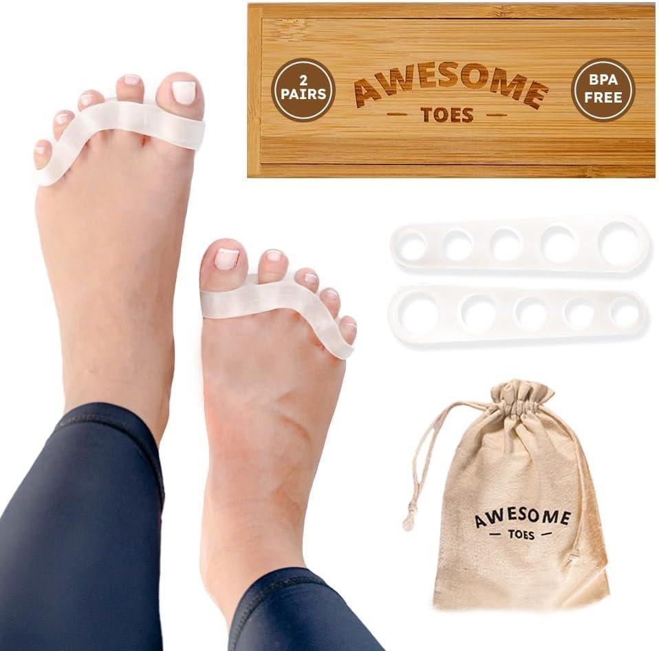 Toe Spacers & Separators | Toe Stretchers, 2 Pairs in Wooden Box