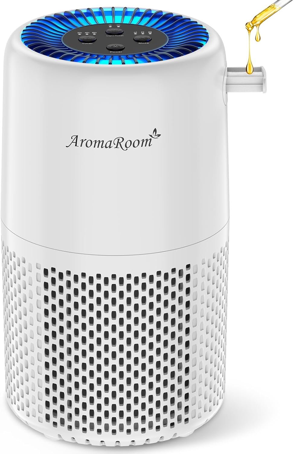 AromaRoom Air Purifier for Home, Air Cleaner for Smoke Pollen Dander Hair