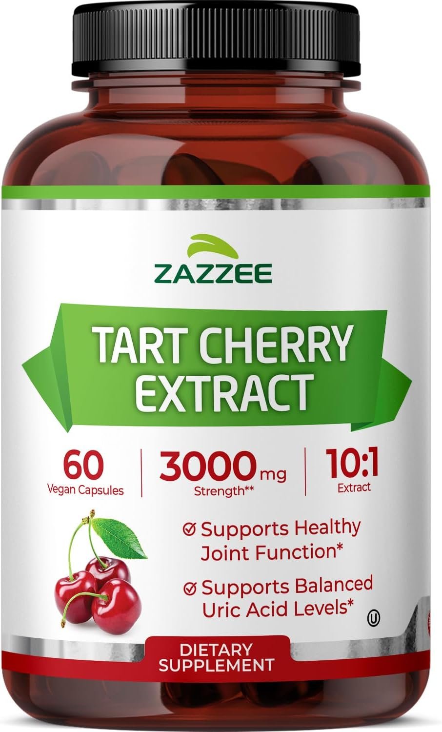 Zazzee Tart Cherry 10:1 Extract, 60 Vegan Capsules, 2 Month Supply