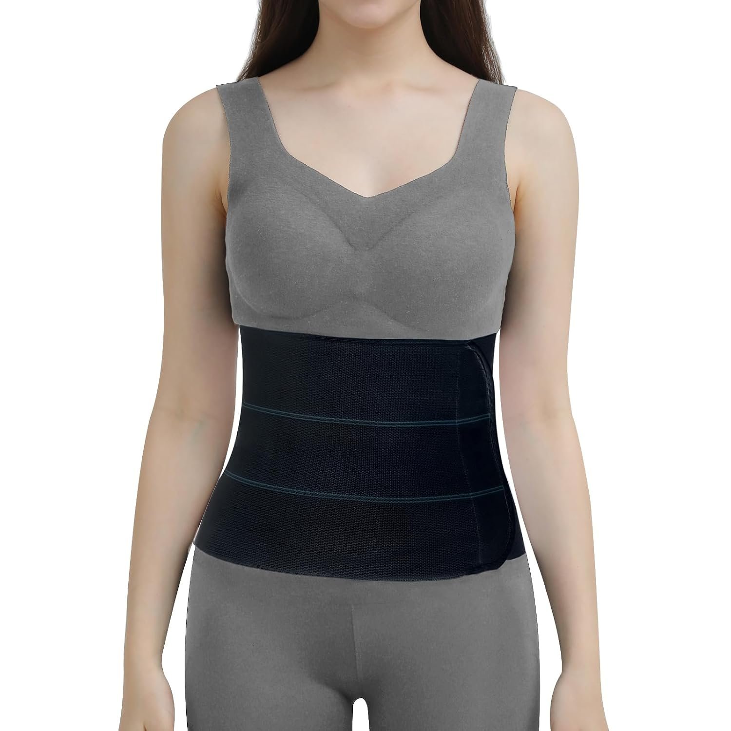 Abdominal Binder Post Surgery Belly Band – Elastic Stomach Wrap Tummy Tuck Compression Belt – Breathable, Soft, Skin-friendly – (30″ – 45″) 3 Panel – 9″ BLACK