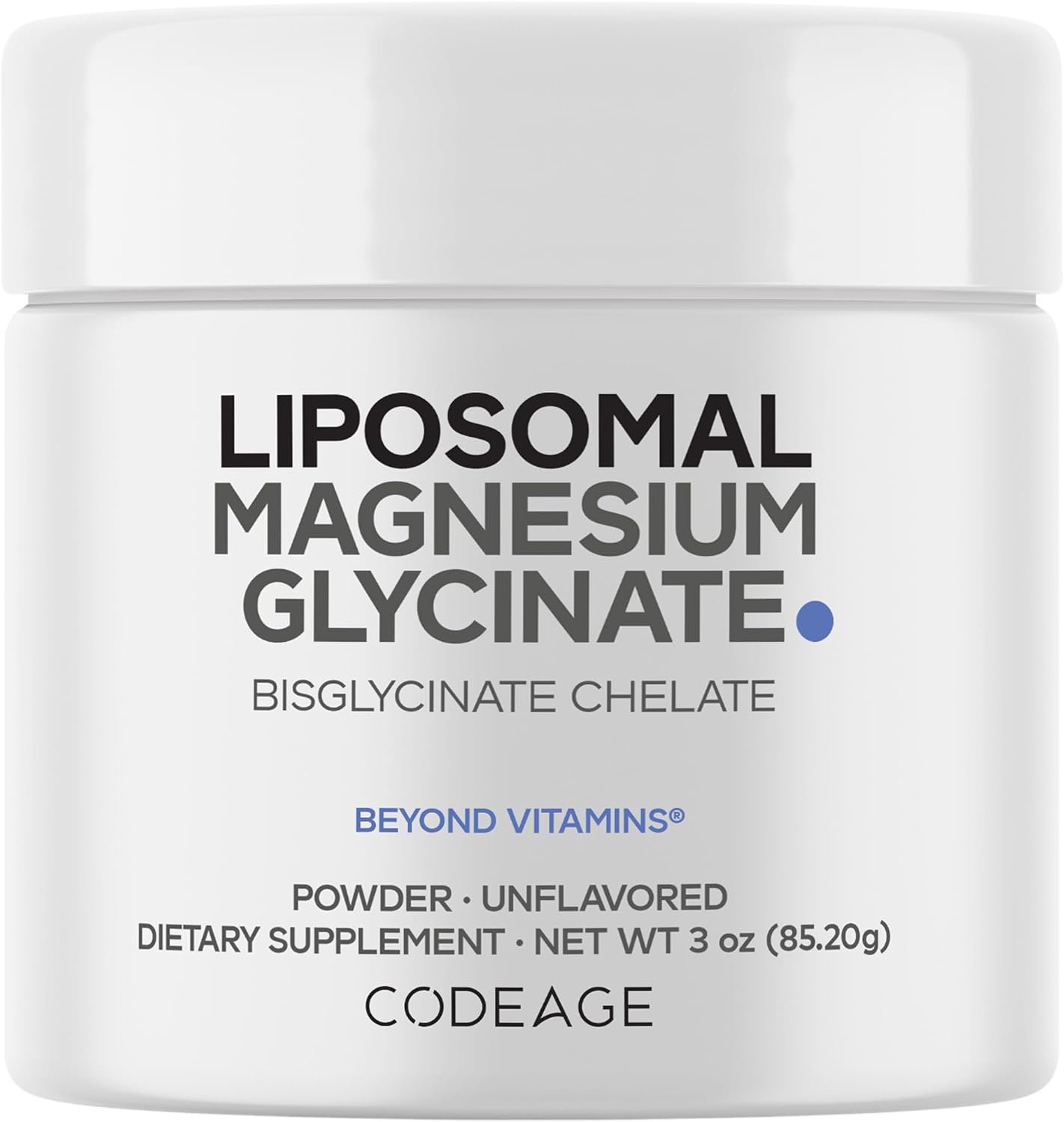 Codeage Liposomal Magnesium Glycinate Powder, Bisglycinate, Unflavored, 3oz