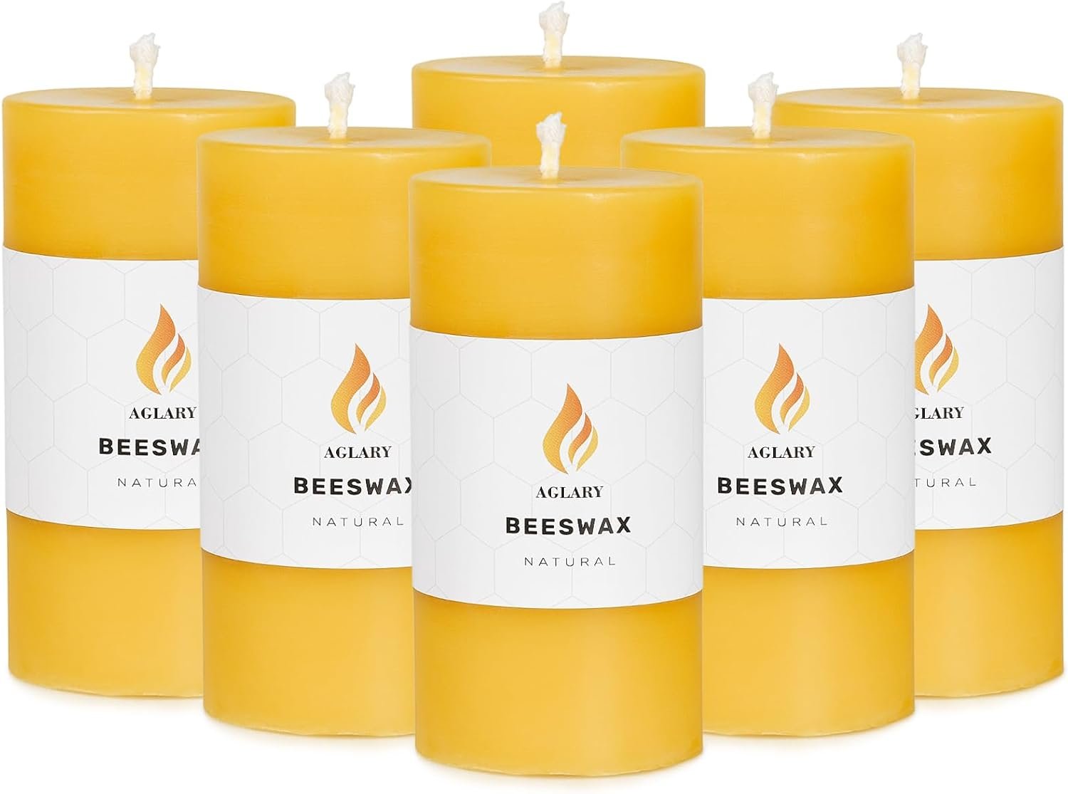 6PCS Handmade Pure Beeswax Pillar Candles, 2×4 Inch, Unscented, Natural