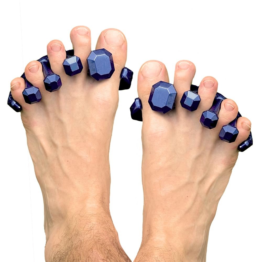 YogaToes® Gems® for Men Fits Men’s Shoe Size 7 & Up. Gel Toe Stretcher & Separator in Metallic Blue. Helps Foot Pain & Boost Athletic Performance!