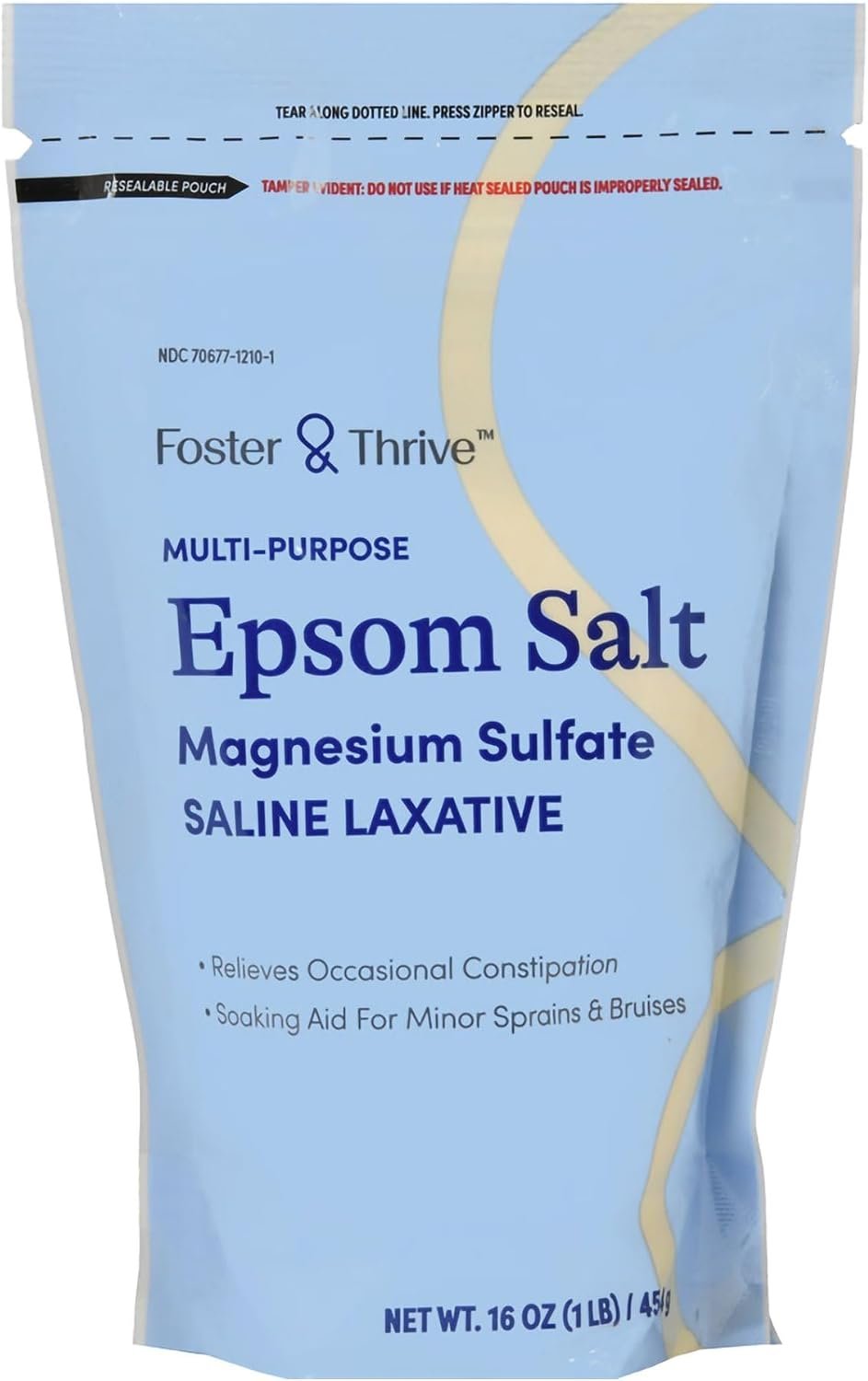 Foster & Thrive 1 lb Pouch Epsom Salt Granules – Magnesium Sulfate USP 100% – Saline Laxative – Multi Purpose