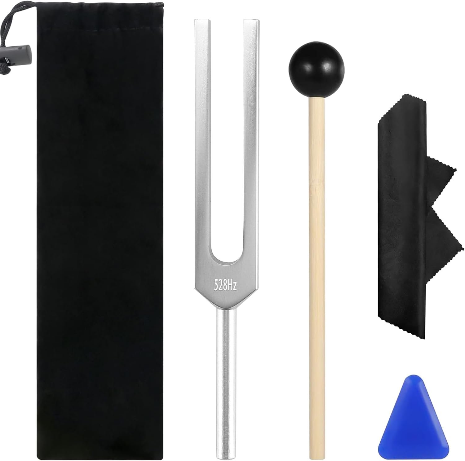 528 Hz Tuning Fork with Silicone Hammer and Cleaning Cloth, Chakra Tuning Forks for Sound Healing Therapy, DNA Repair, Stress Relief, and Aluminum Alloy Music Instrument