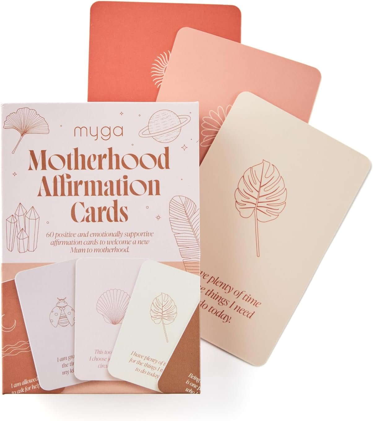 Myga Motherhood Affirmation Cards,60 Positive Quotes for New and Expecting Mums,Motivational Cards for Women,Mindfulness and Self-Care Deck for Pregnancy, Birth and Postpartum