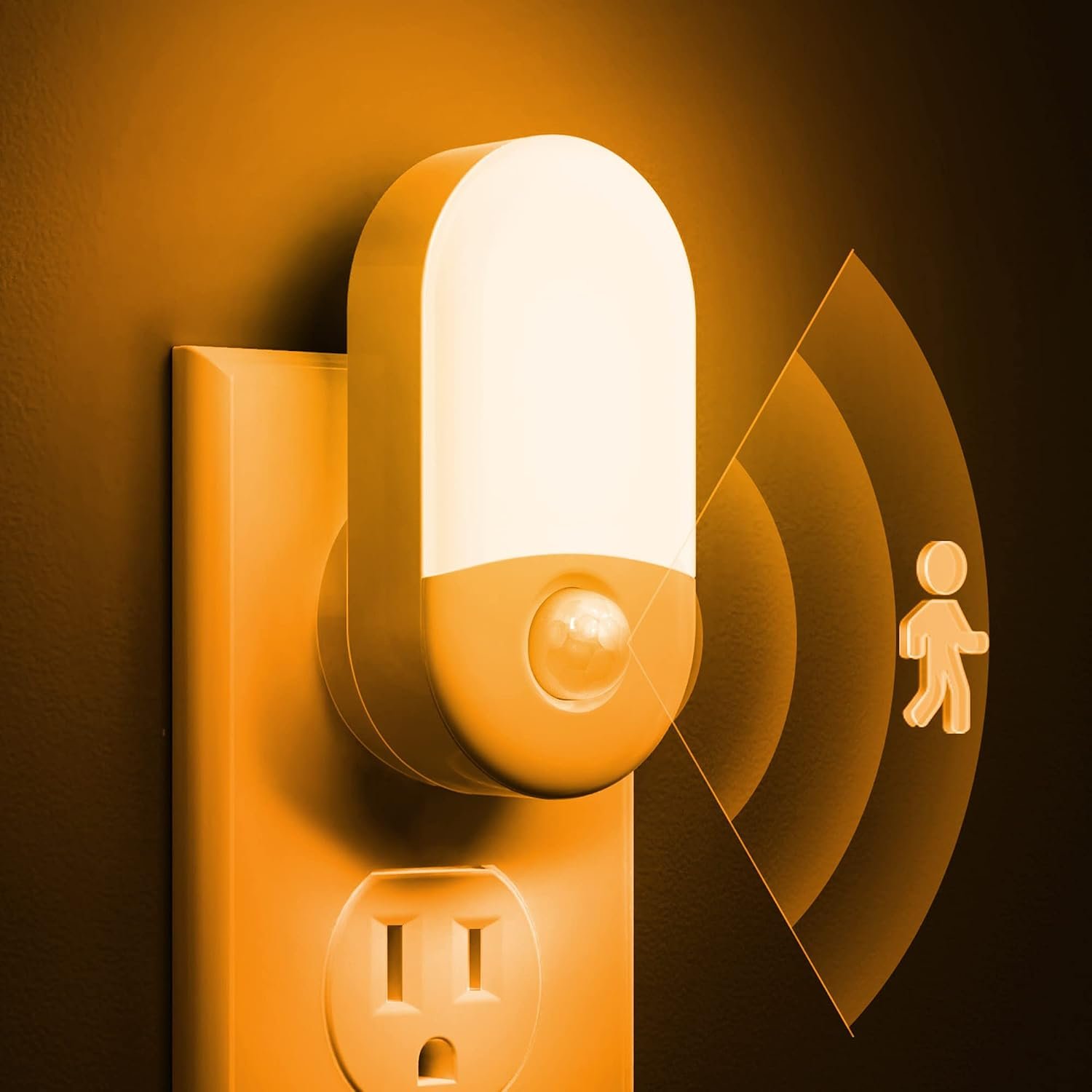 L LOHAS LED Motion Sensor Night Light, Amber Night Lights Plug into Wall,2P