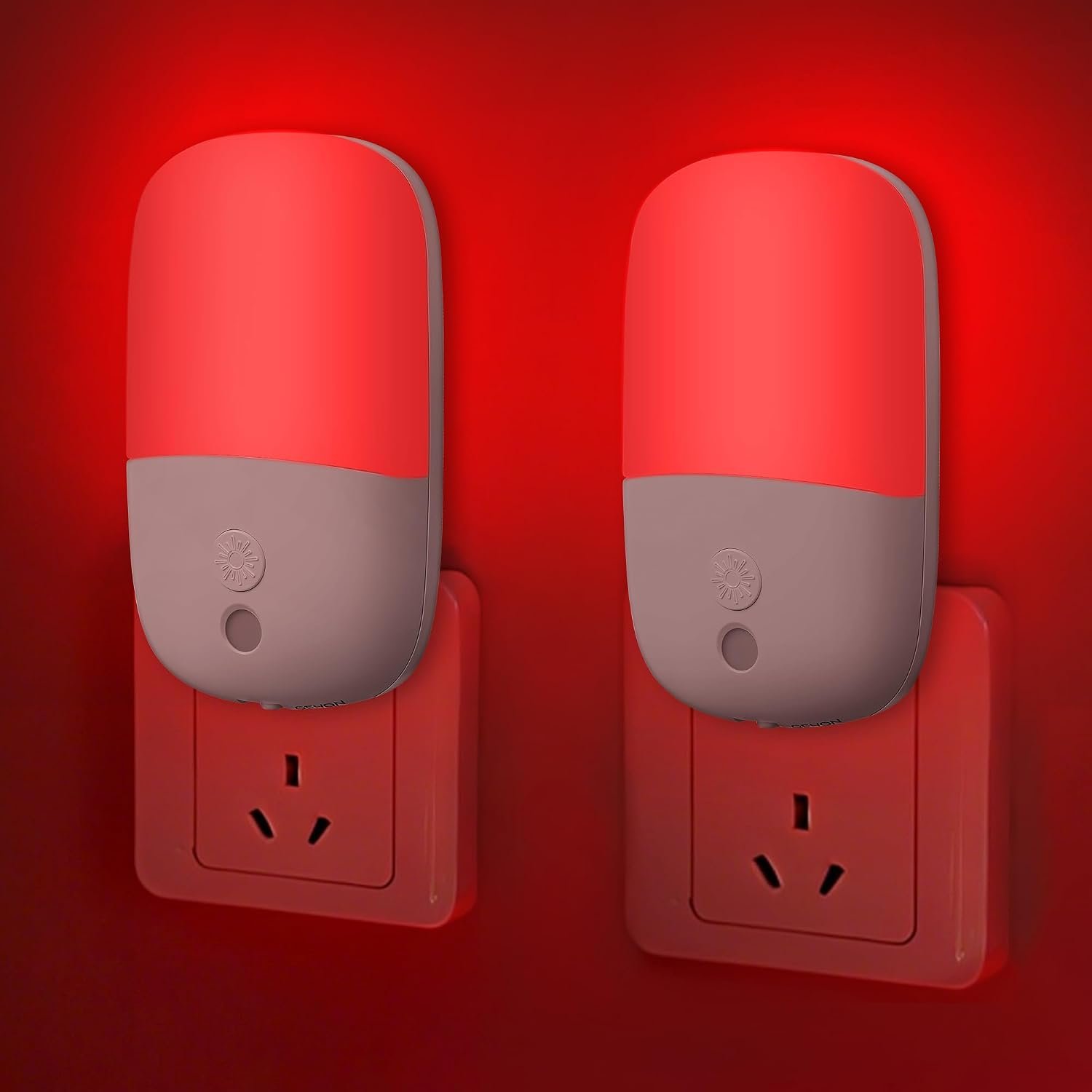 670nm Red Night Lights with Retractable Plug [2 Pack] – 0.5W Red Light Night Light with Dusk to Dawn Sensor – Auto On/Off LED Night Light Plug into Wall Pefect for Bedroom, Bathroom, Hallway