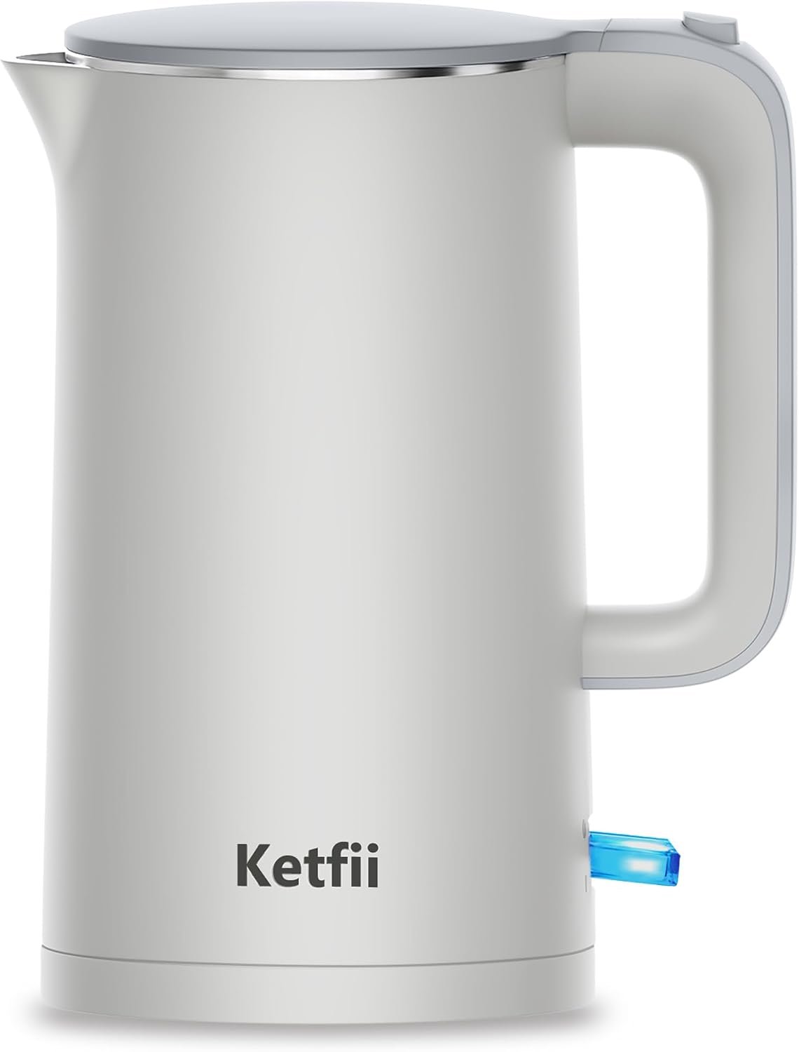 Electric Kettle 1.7L, Double Wall 304 Stainless Steel Hot Water Boiler with Seamless Inner Pot, BPA-Free Electric Tea Kettle, Auto Shut-Off, Boil-Dry Protection, Dual-Angle Lid, 360° Cordless Base