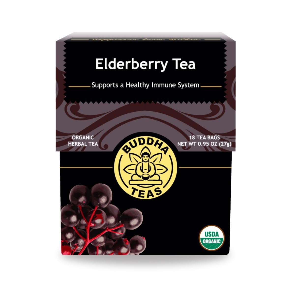 Buddha Teas Organic Elderberry Tea – Herbal Tea, Caffeine Free