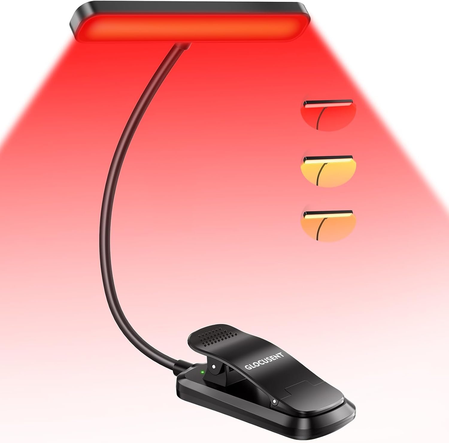 Glocusent 630nm Red Light Reading Light, 26 LED Zero Blue Light Book Lamp