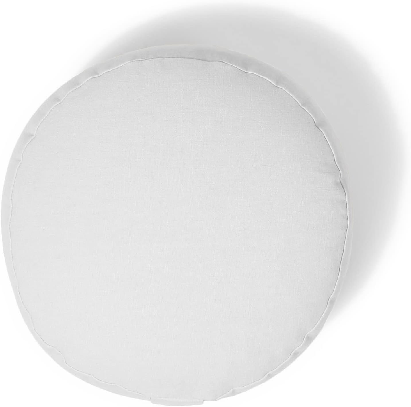 renoo Round Organic Meditation Cushion Zafu – Buckwheat Meditation Pillow for Yoga and Mindfulness – Adjustable Height – Floor Cushion – GOTS Certified Cotton Washable Cover – 13×7 – snow