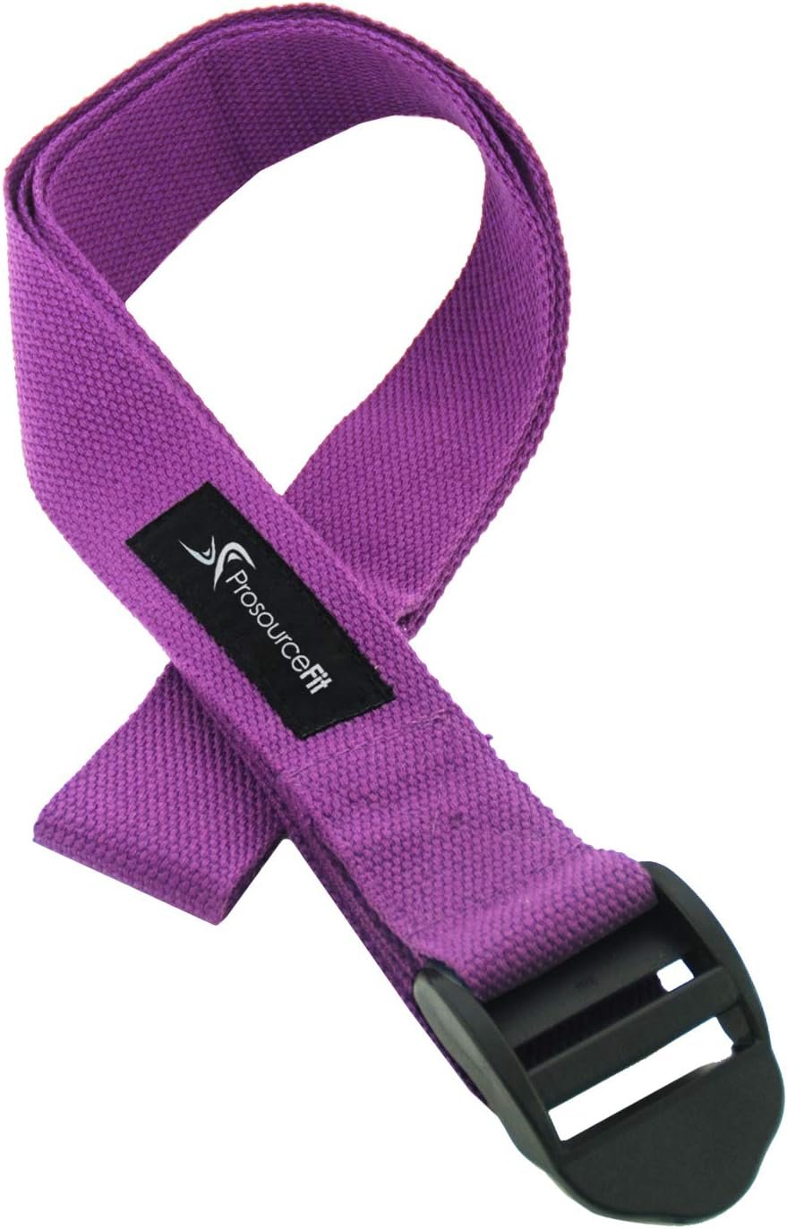 ProsourceFit Durable Cotton Cinch Buckle Yoga Strap for Stretching, Flexibility & Physical Therapy