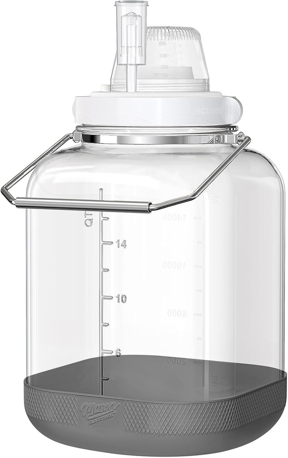 5 Gallon Square Fermentation Jar with Wide Mouth, Stainless Handles, 1 Pack