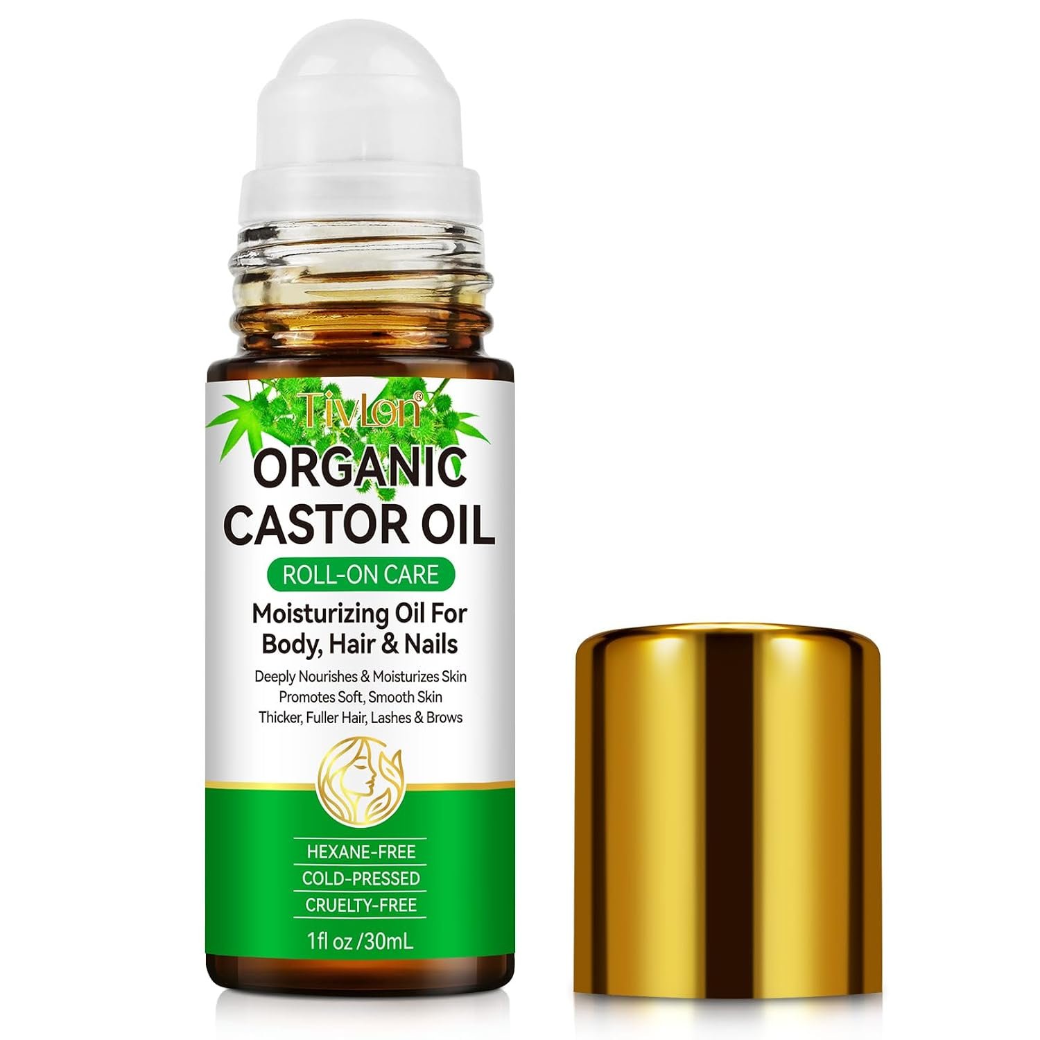 ISUNRISE Castor Oil Roll On for Belly, Face, Under Eyes, Body Skin & Hair – 100% Pure Hexane Free Cold Pressed Organic Castor Oil Roller, Easy Application & Absorb – 1fl.oz