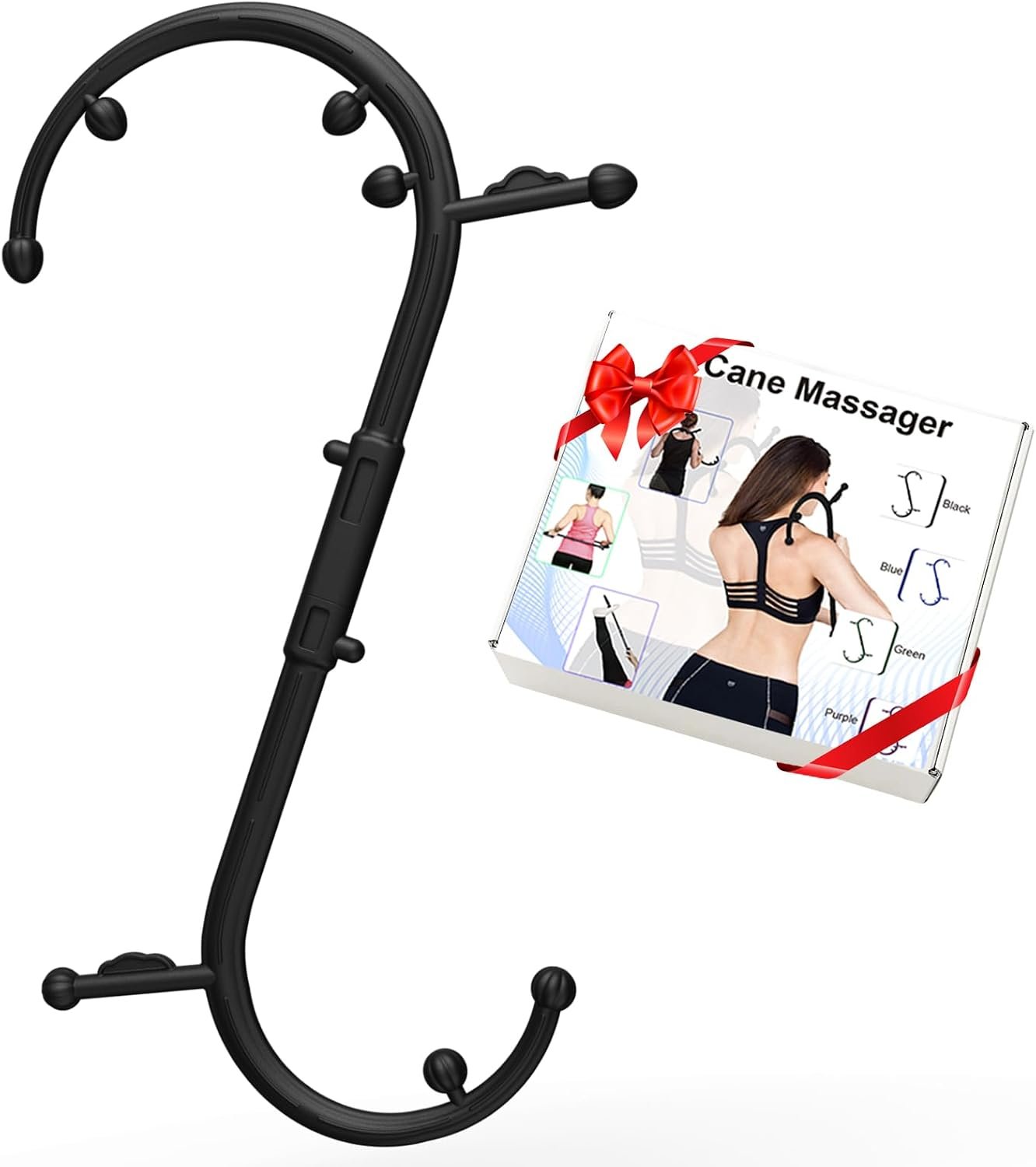 AISZG Back and Neck Massager – Massage Trigger Point Cane,Birthday Gifts for Women Men Her Him Mom,Valentines Day Gifts for Her Him Boyfriend(Black)
