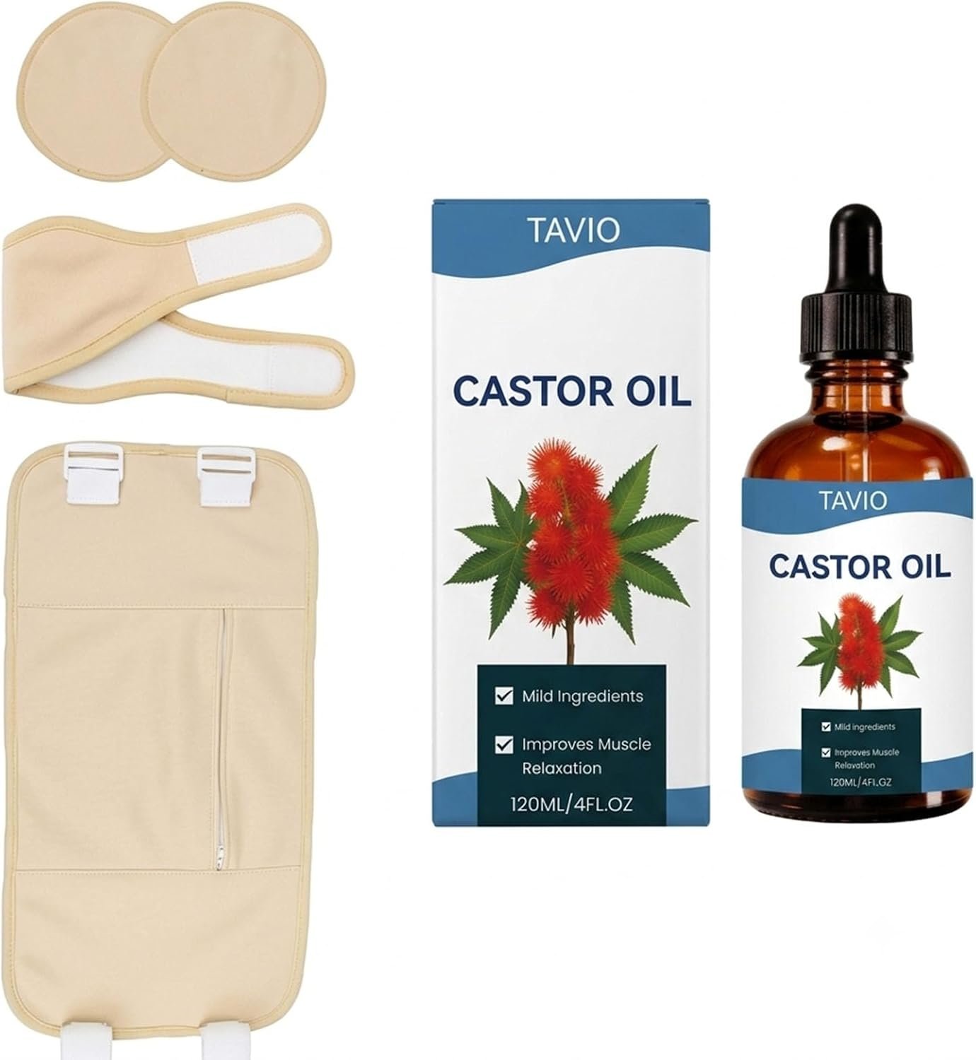 Castor Oil Pack Wrap, Tavio Castor Oil Pack, Reusable Organic Cotton Wrap