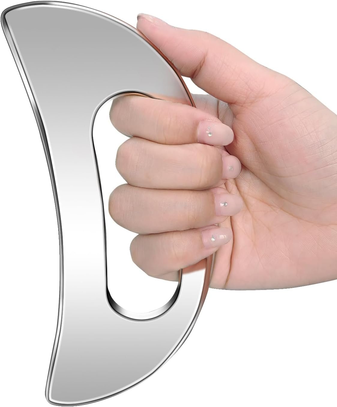 Gua Sha Massage Tool with Handle (Stainless Steel), Body Fascia Scraper