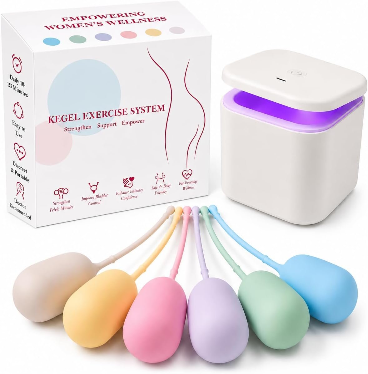 Kegel Exercise System, Set of 6 Silicone Pelvic Floor Weights for Women