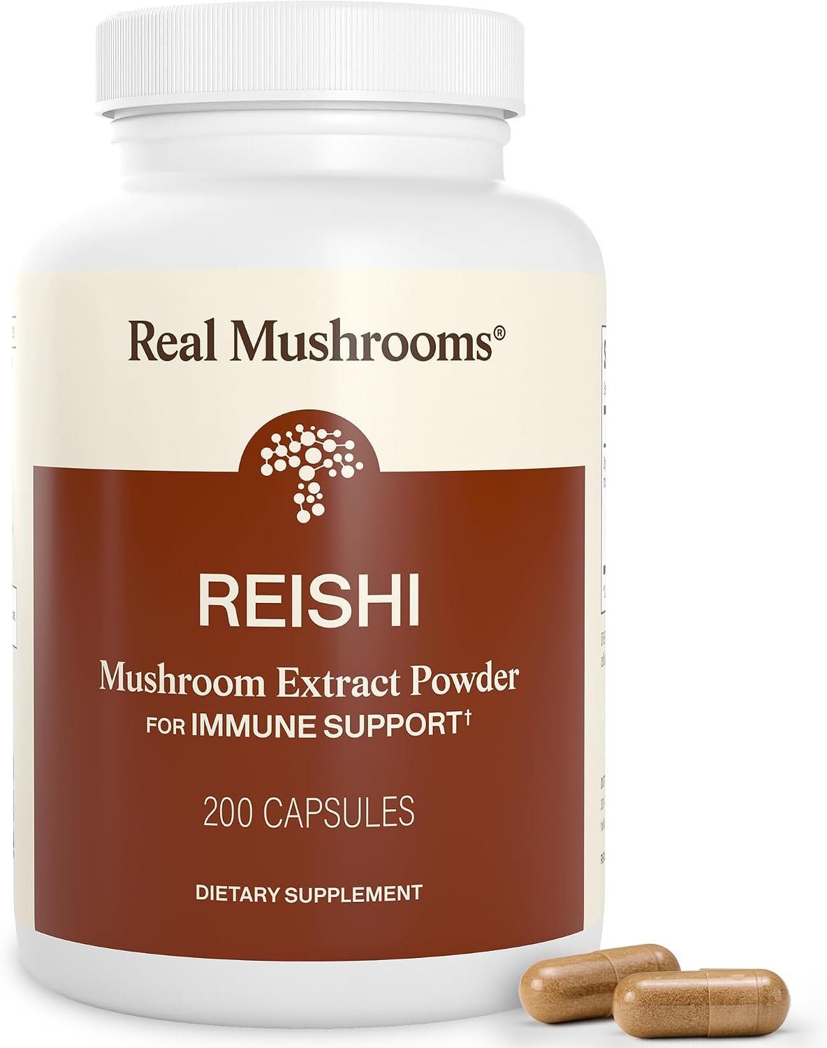 Real Mushrooms Organic Red Reishi Capsules for Wellness, 200ct