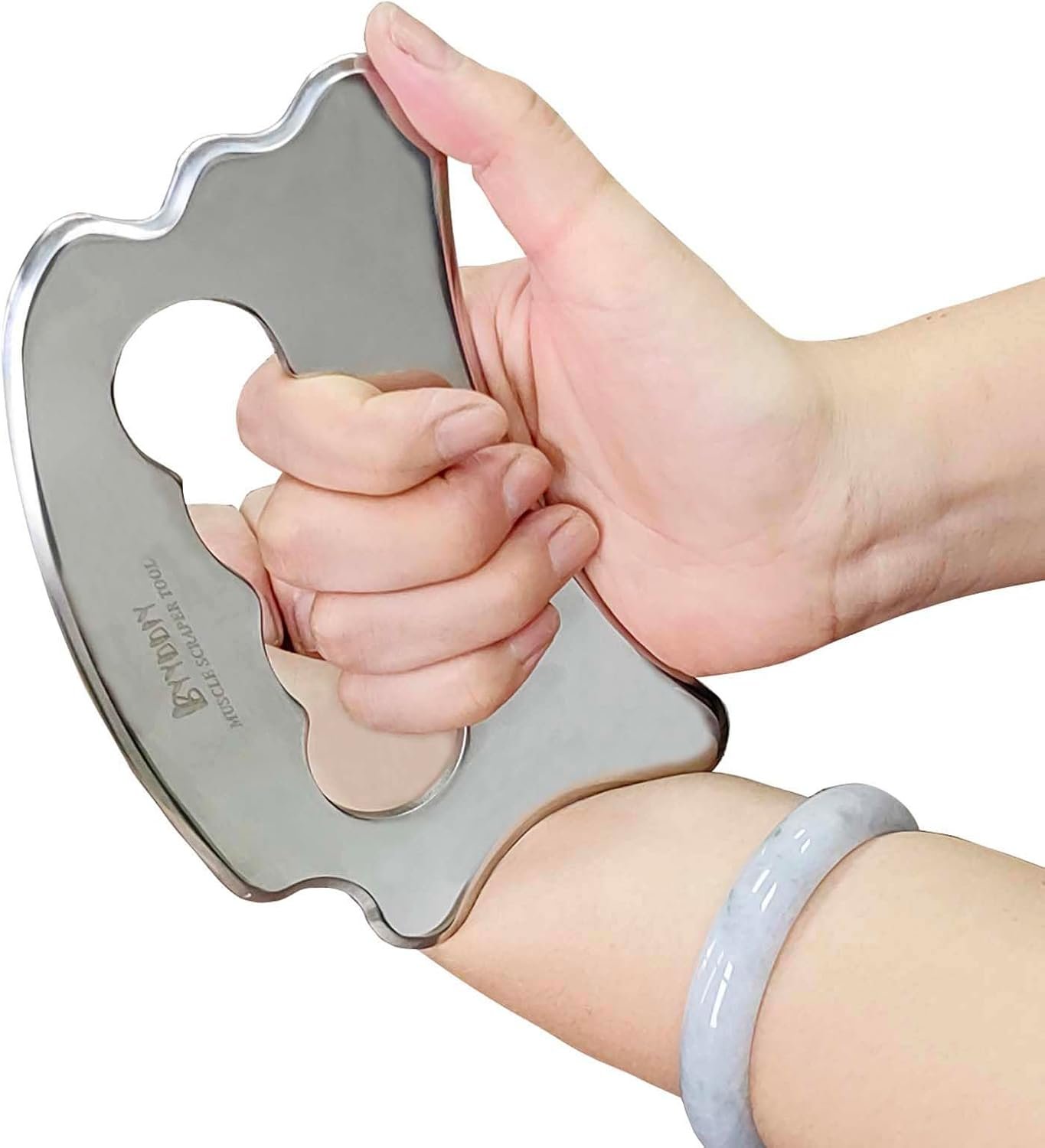 BYYDDIY Large Size Stainless Steel Massage Scraper Tool for Large Hands, Derma Edge Massage Tools,Gua Sha Scraping Tool for Physical Therapy,Muscle Scraper Tool (N)