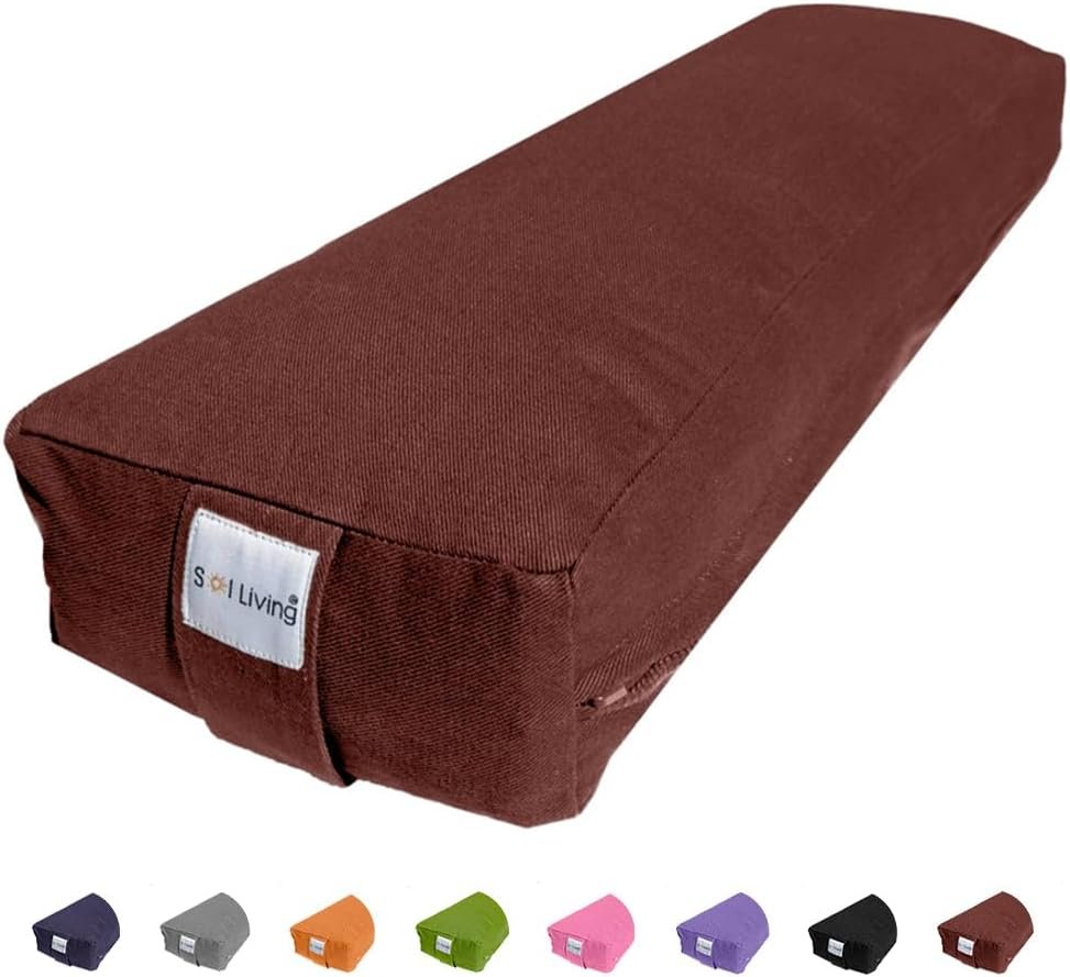 Sol Living Rectangular Yoga Bolster Meditation Pillow, Extra Firm Cotton