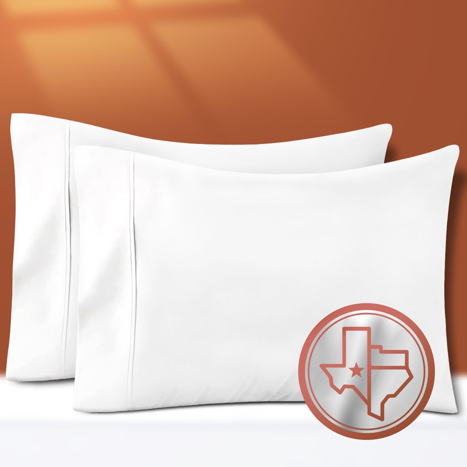 TEXAS LINEN CO. 600 Series Egyptian Cotton Queen Pillow Cases Set of 2