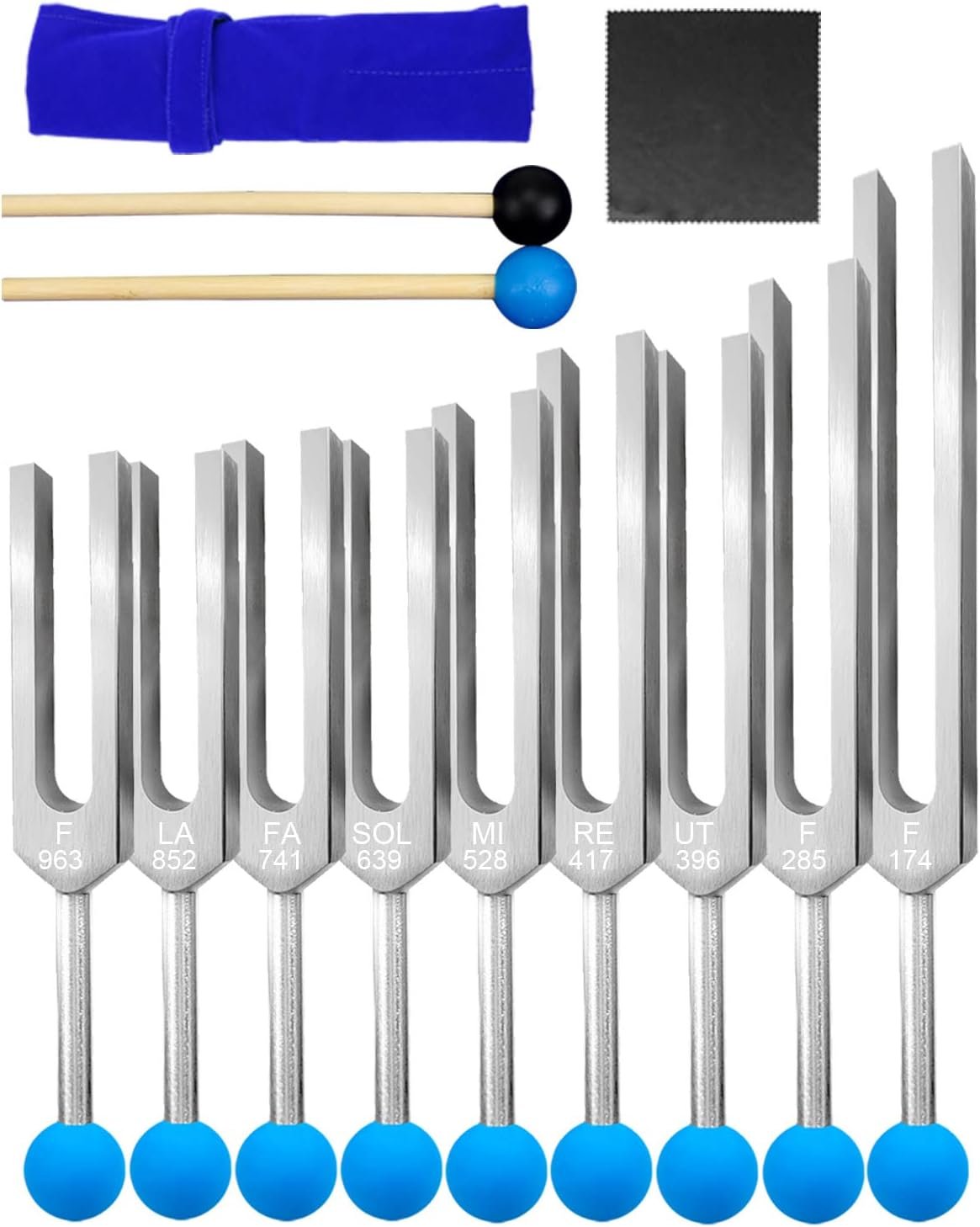 Solfeggio Tuning Fork Set for Healing 174Hz 285Hz 396Hz 417Hz 528Hz 639Hz