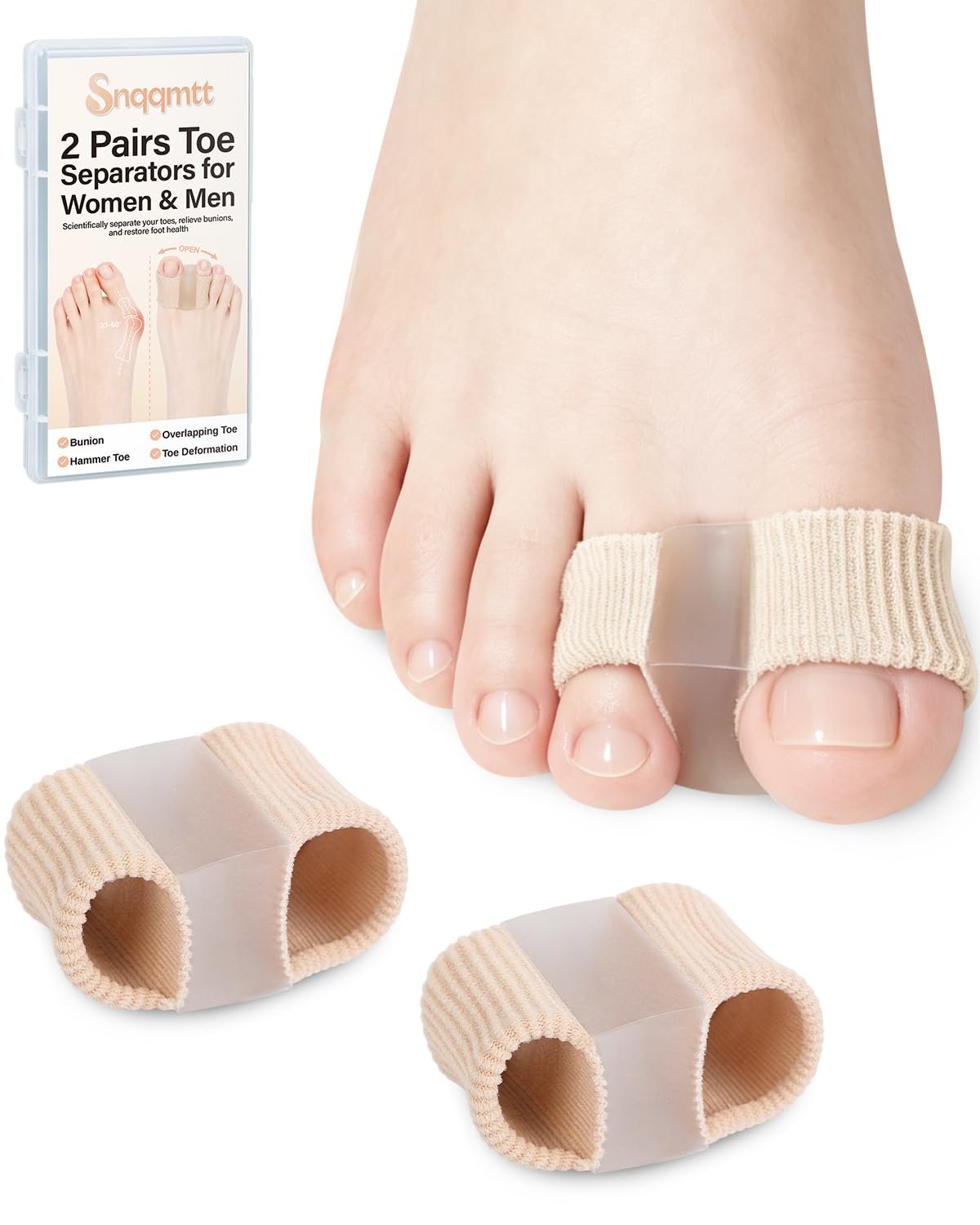 4PC Bunion Toe Corrector for Women Men, Toe Separators Spacers with 2 Loops