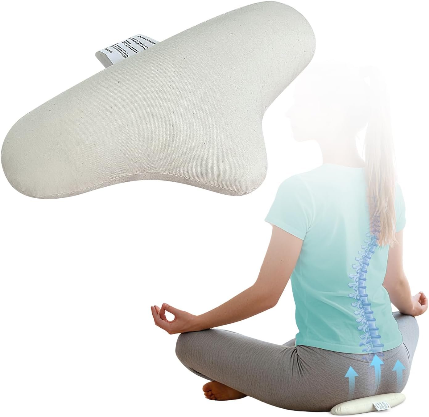 Meditation Cushion, Floor Pillows for Sitting, Organic Yoga Mats Ergonomic Meditation Seat Cushions, White Yoga Body Pillow for Men Women, Adults Portable Travel Meditation Back Support Floor Pad