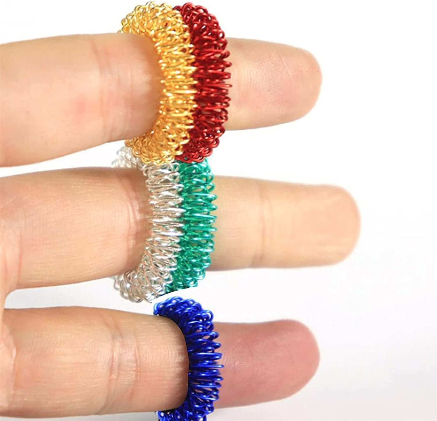 5Pcs Multicolor Finger Massage Rings Prickly Sensory Acupressure Ring, Color Professional Processed，Manual Massage Balls，Exercise One’s Fingers Health Care Products Health and Household,Massage Tools