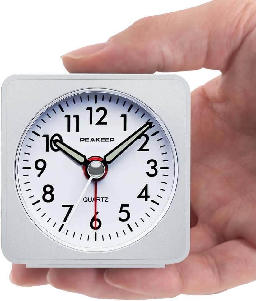 Peakeep Ultra Small, Battery Travel Alarm Clock with Snooze and Light