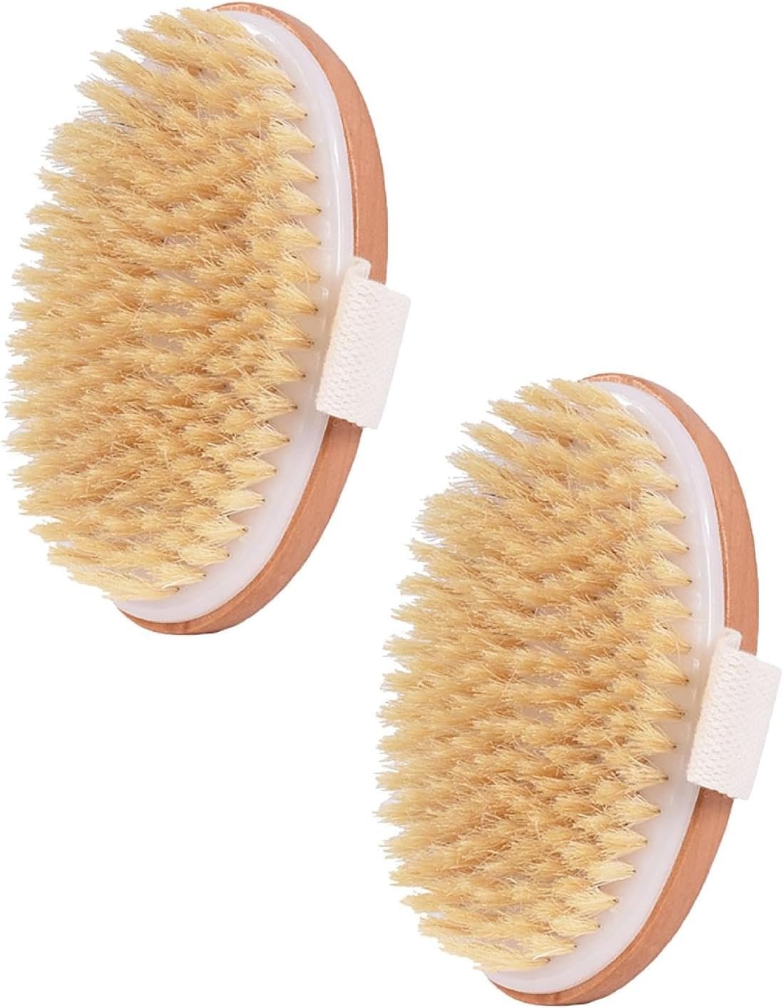 2 Pack Dry Brushing Body Brush for Lymphatic Drainage, Natural Bristle Exfoliating Shower Brush for Body,Shower Body Scrubber for Glowing Skin,Blood Circulation,Face Cleansing,Cellulite Reduction