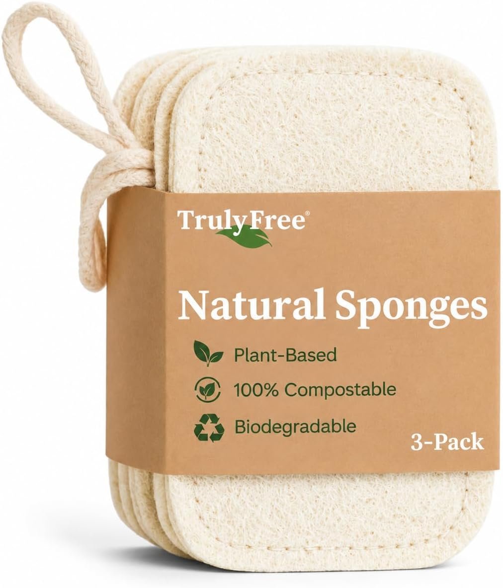 Truly Free Natural Cleaning Sponges – 4.4×2.8in – Pack of 3