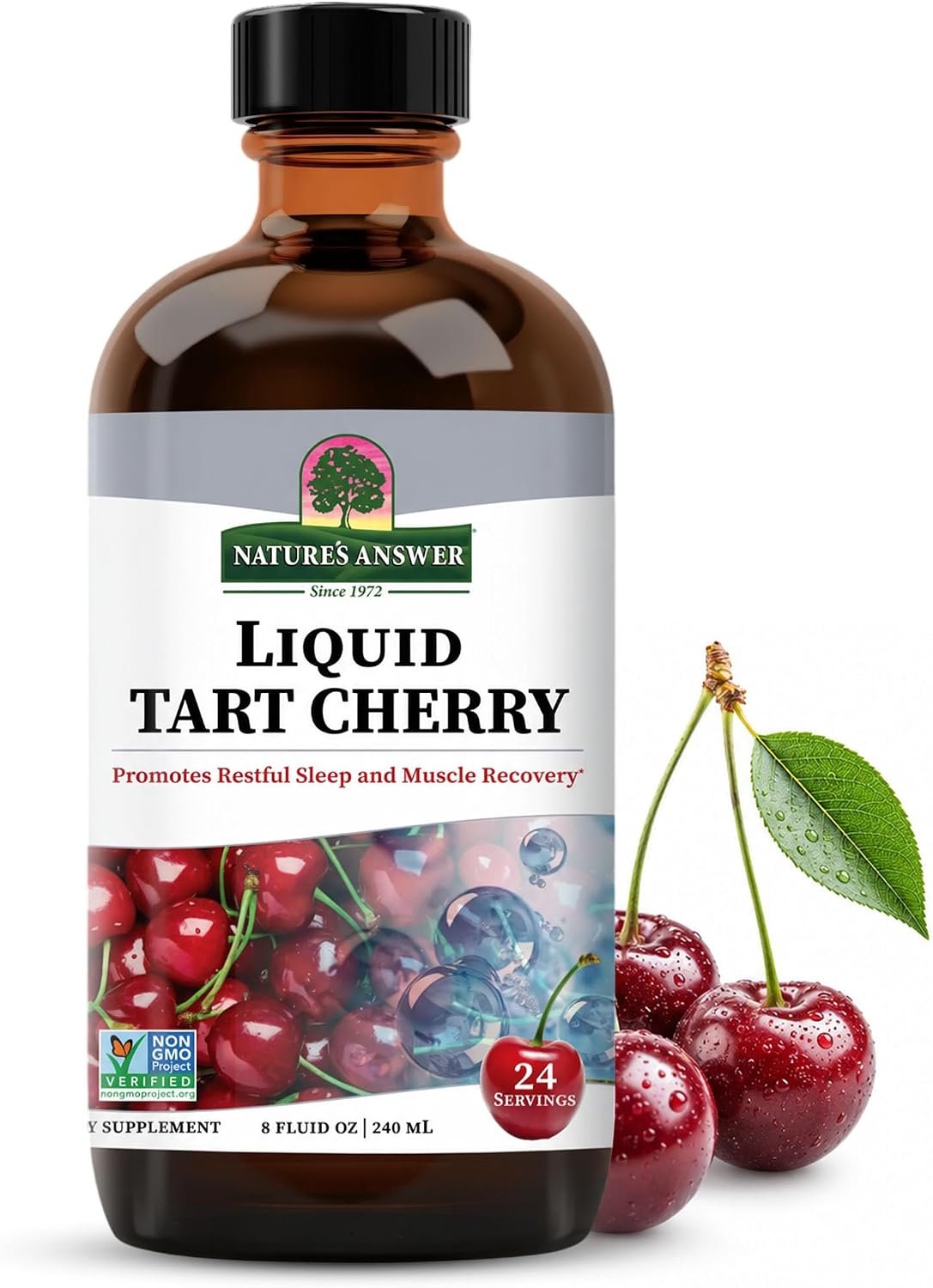 Nature’s Answer Tart Cherry 8 Ounce Liquid | Promotes Recovery & Sleep | Rich in Anthocyanins | Non GMO | Gluten Free | Vegan