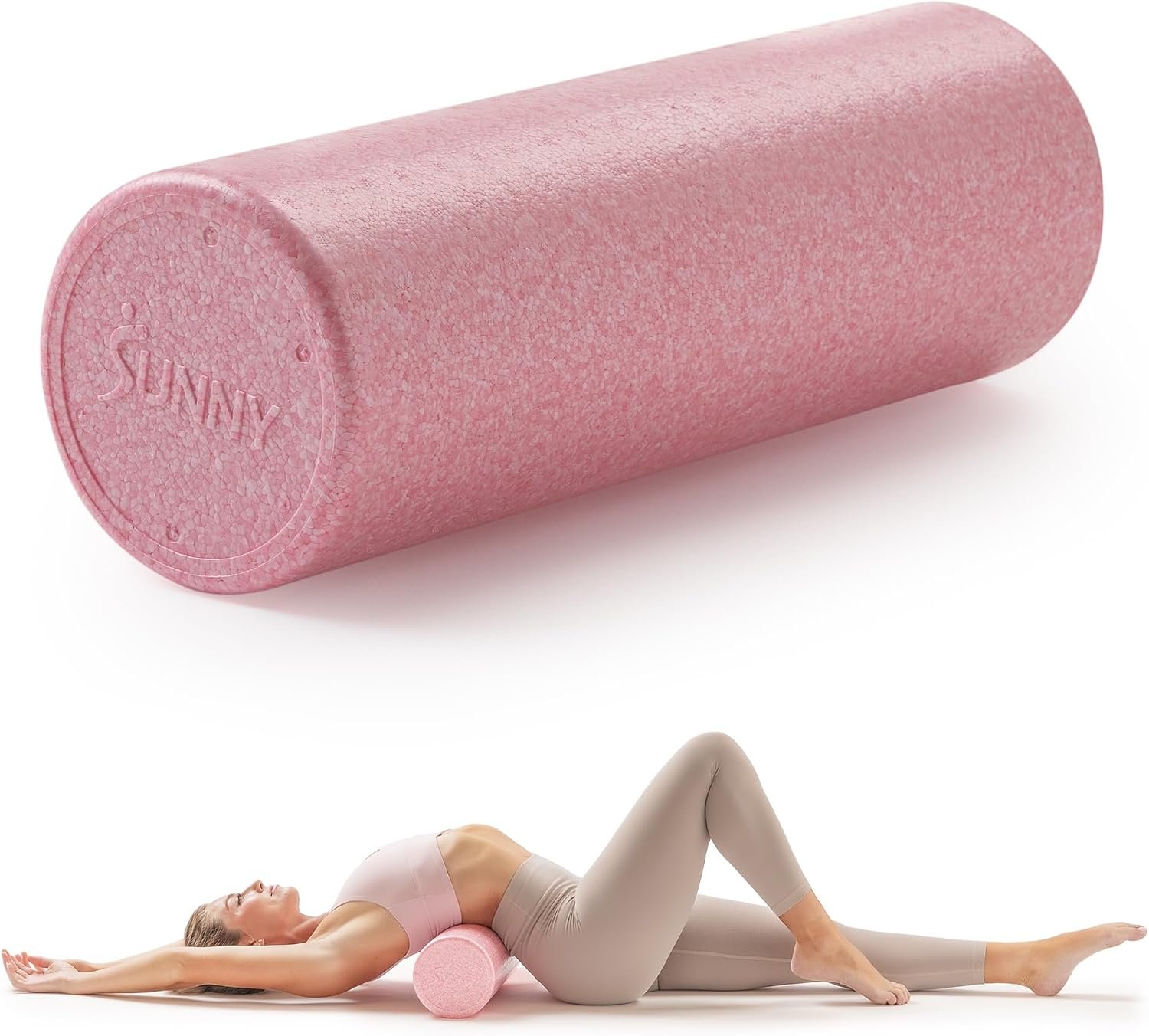 Sunny Health & Fitness 24″ Pink High-Density Yoga Foam Roller