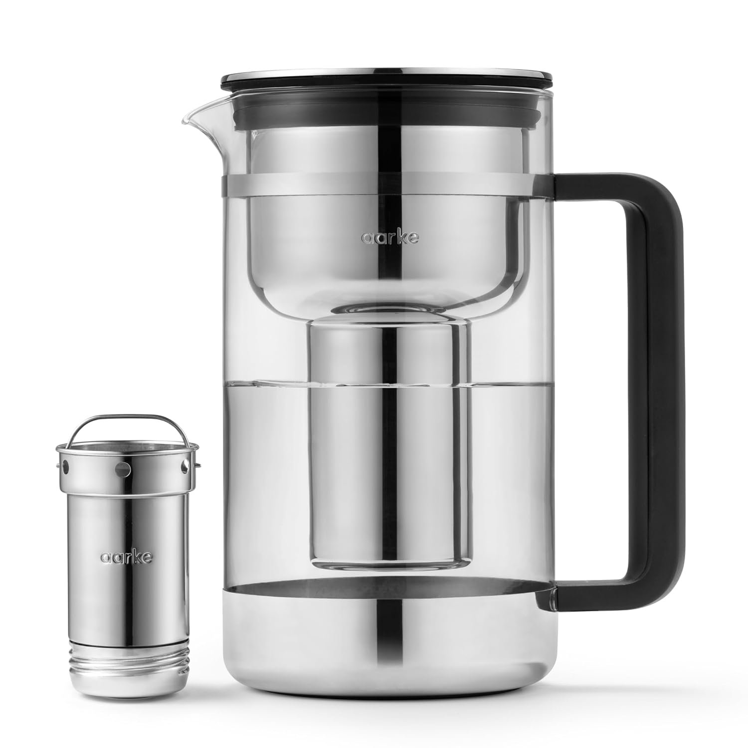 Aarke Purifier – Glass & Stainless Steel Water Filter Pitcher, 94oz