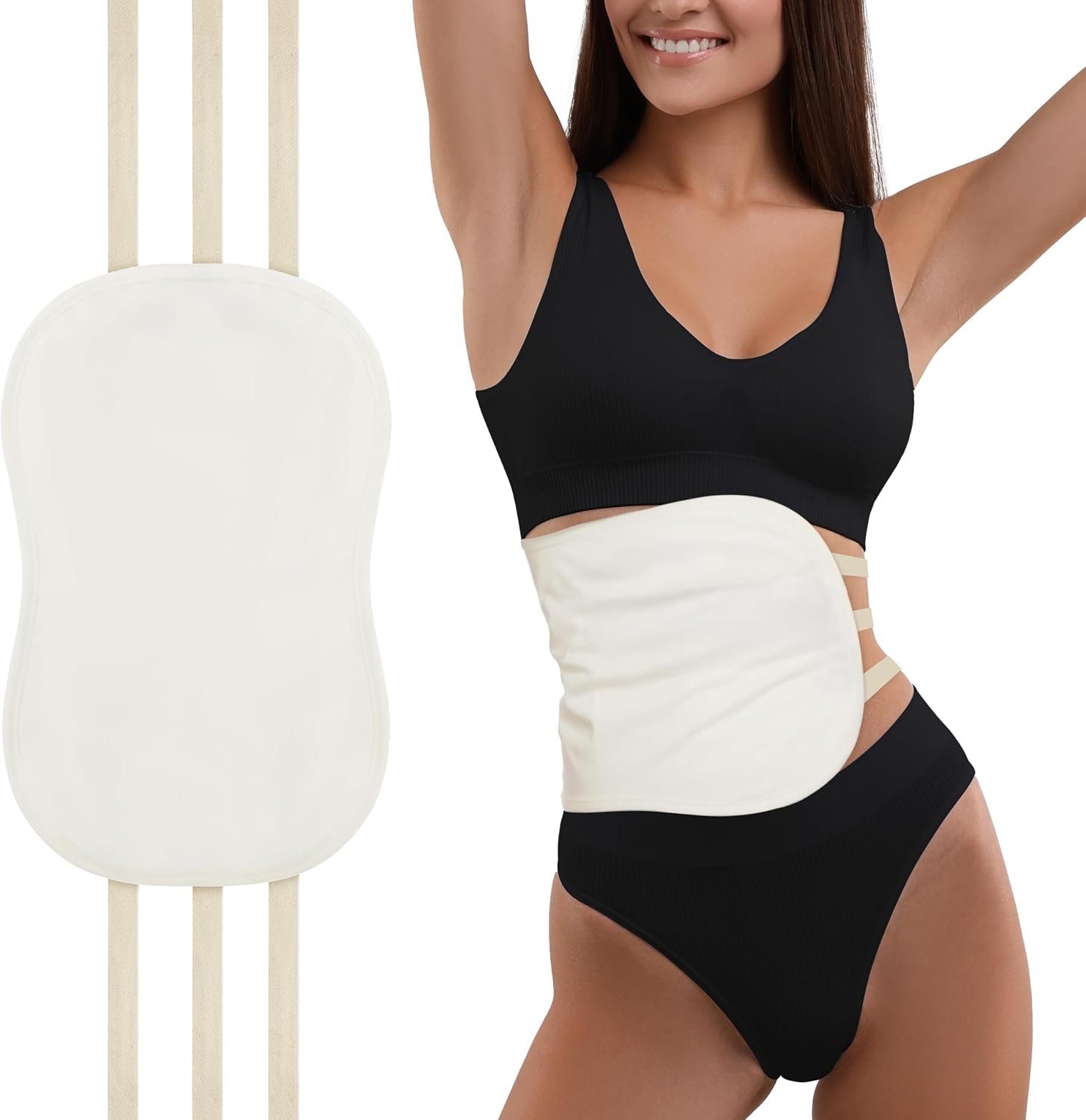 Castor Oil Pack Wrap for Stomach Belly and Liver, Organic Cotton Flannel Castor Oil Wrap with Leakproof TPU Coating, Six Adjustable Straps, Reusable, Machine Washable, Less Mess