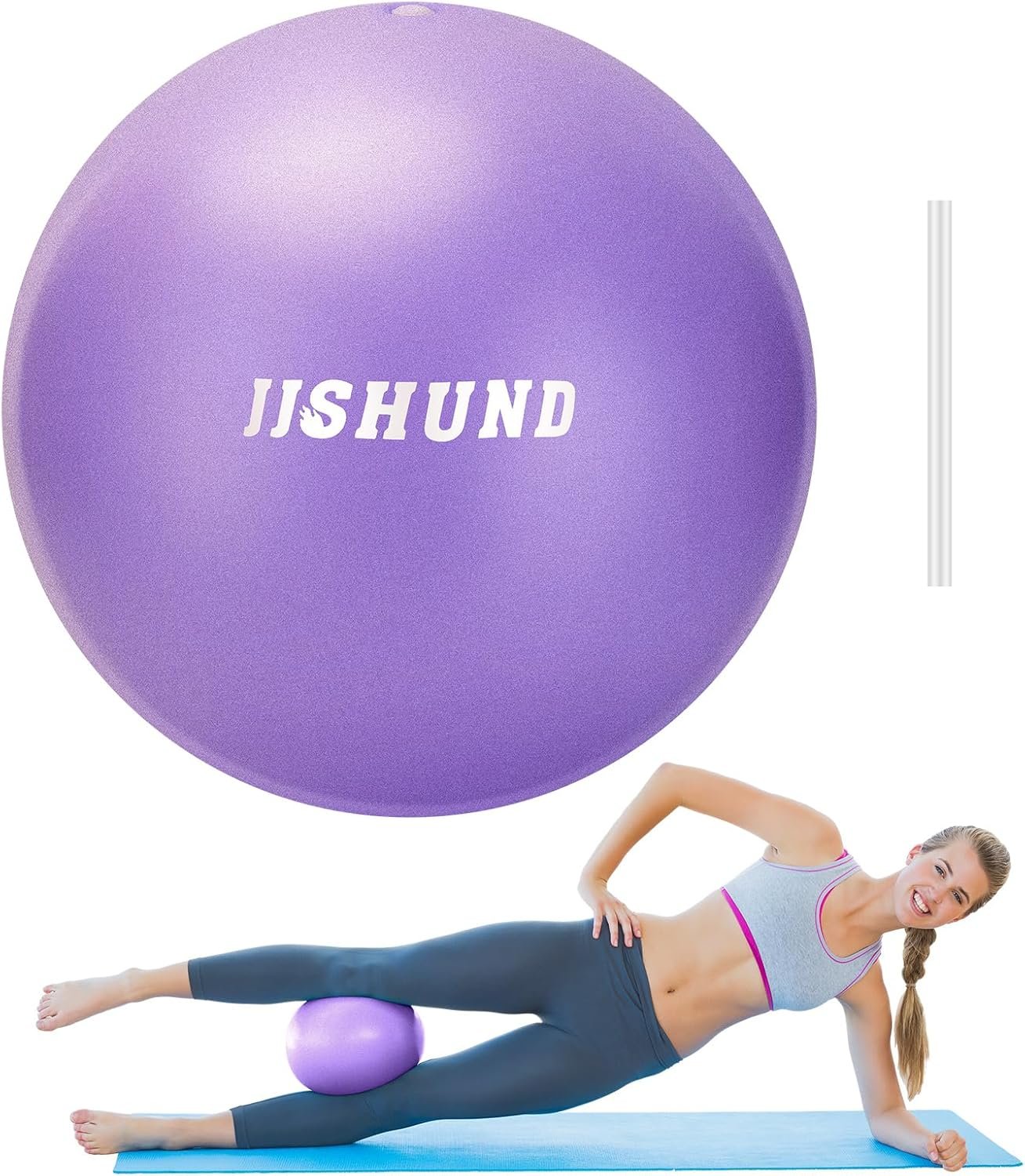 jjshund Pilates Ball, 9,8 Inch Small Exercise Mini Soft Workout Yoga Ball with Exercise Guide, for Home Gym Yoga, Pilates, Core Training, Workout, Balance, Stability