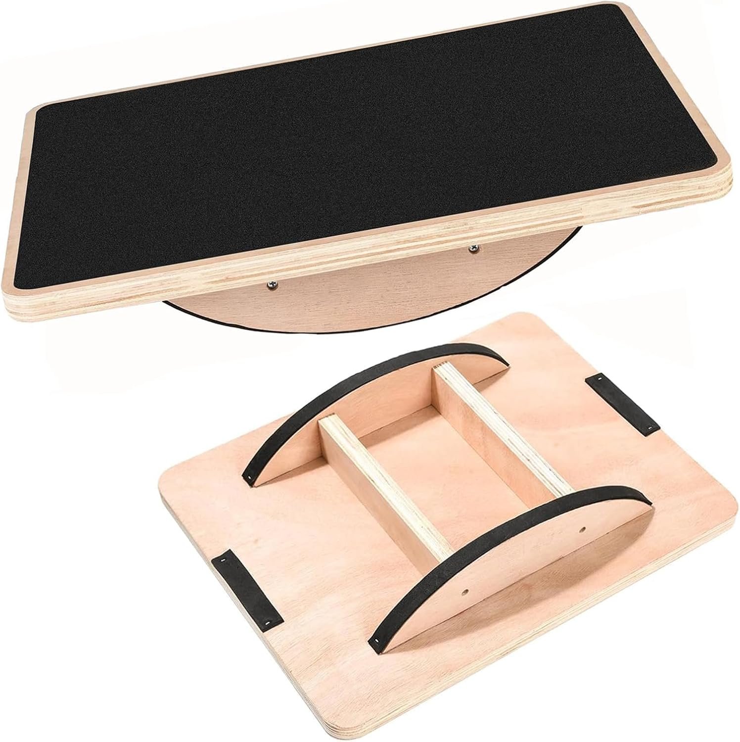 Balance Board Wooden Wobble Board for Adults Anti-Slip Board for Physical Therapy & Core Strength, Ideal Balance Board for Standing Desk with Ankle Support
