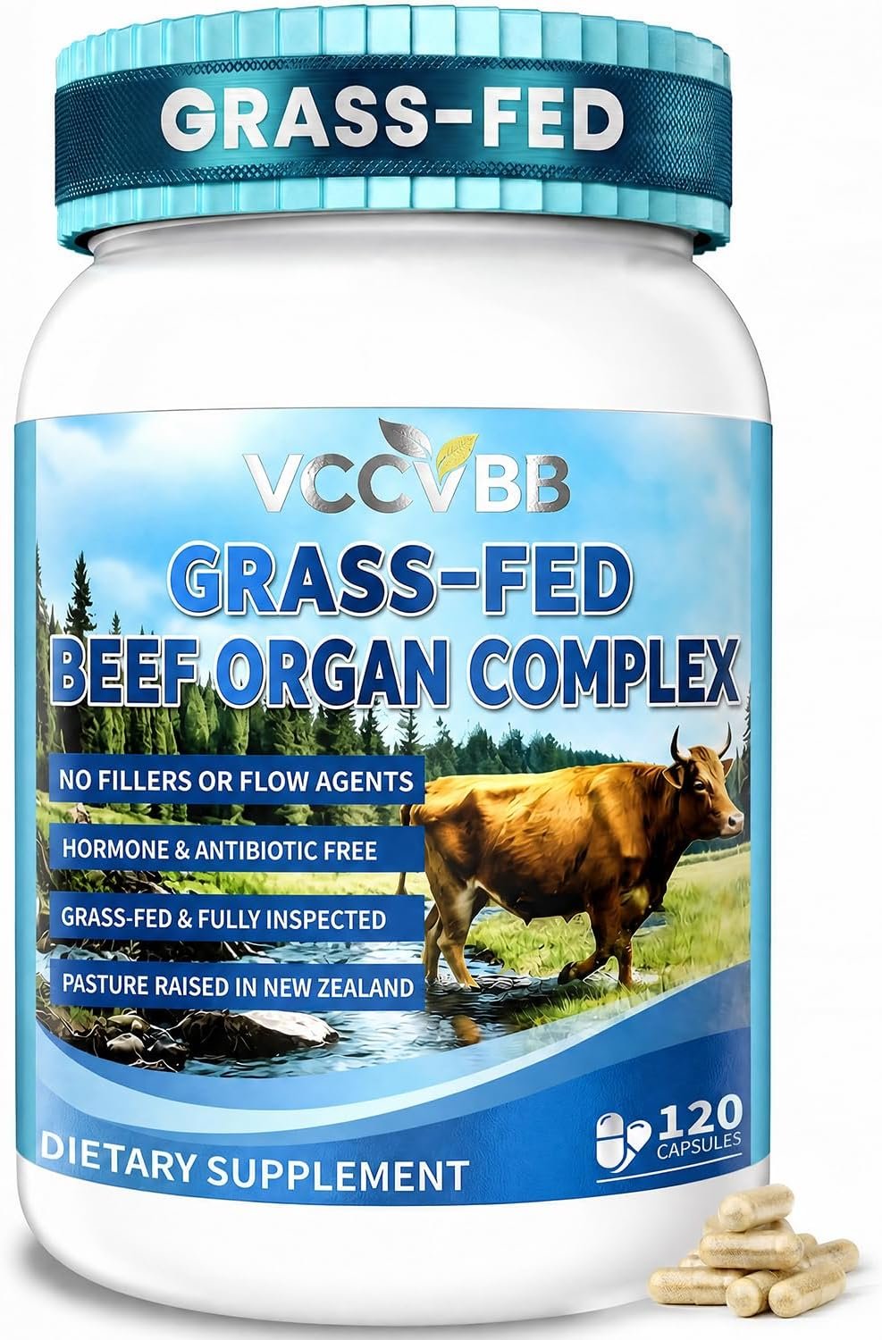 Beef Organ Supplements for Women, Grass-Fed Pasture-Raised, 120 Capsules