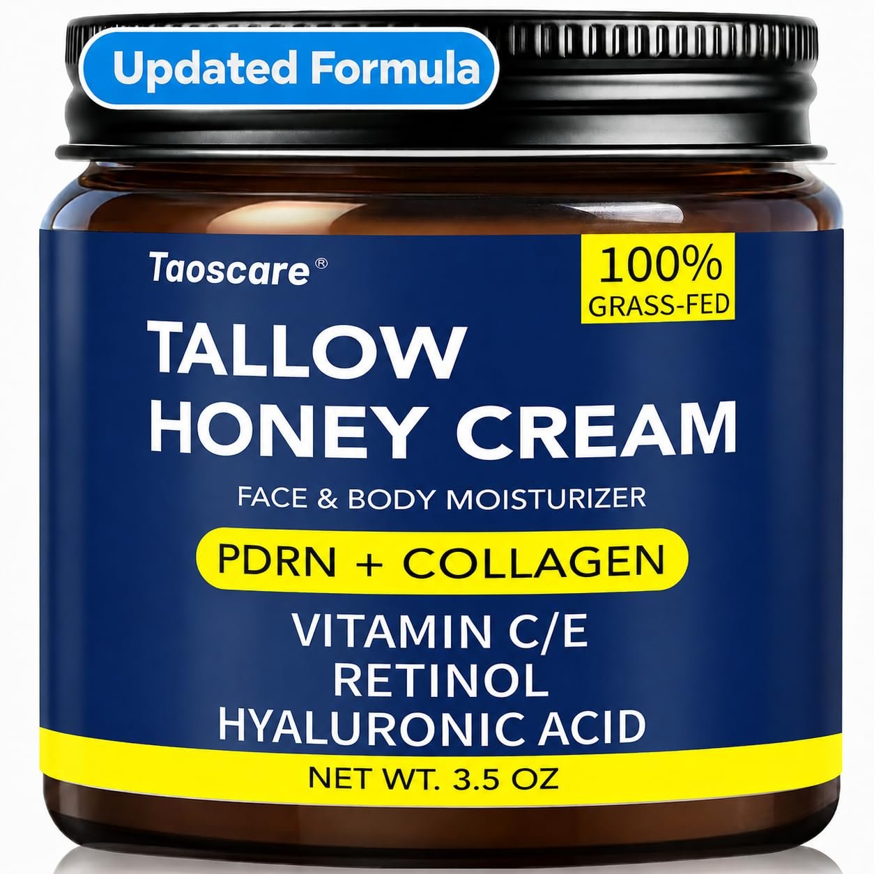 Beef Tallow for Skin, Tallow and Honey Balm Infused with PDRN Collagen Retinol, Anti-Aging Firming Moisturizer for Fine Lines & Wrinkles, Grass-Fed Whipped Tallow Cream for Face Body, Natural Skincare
