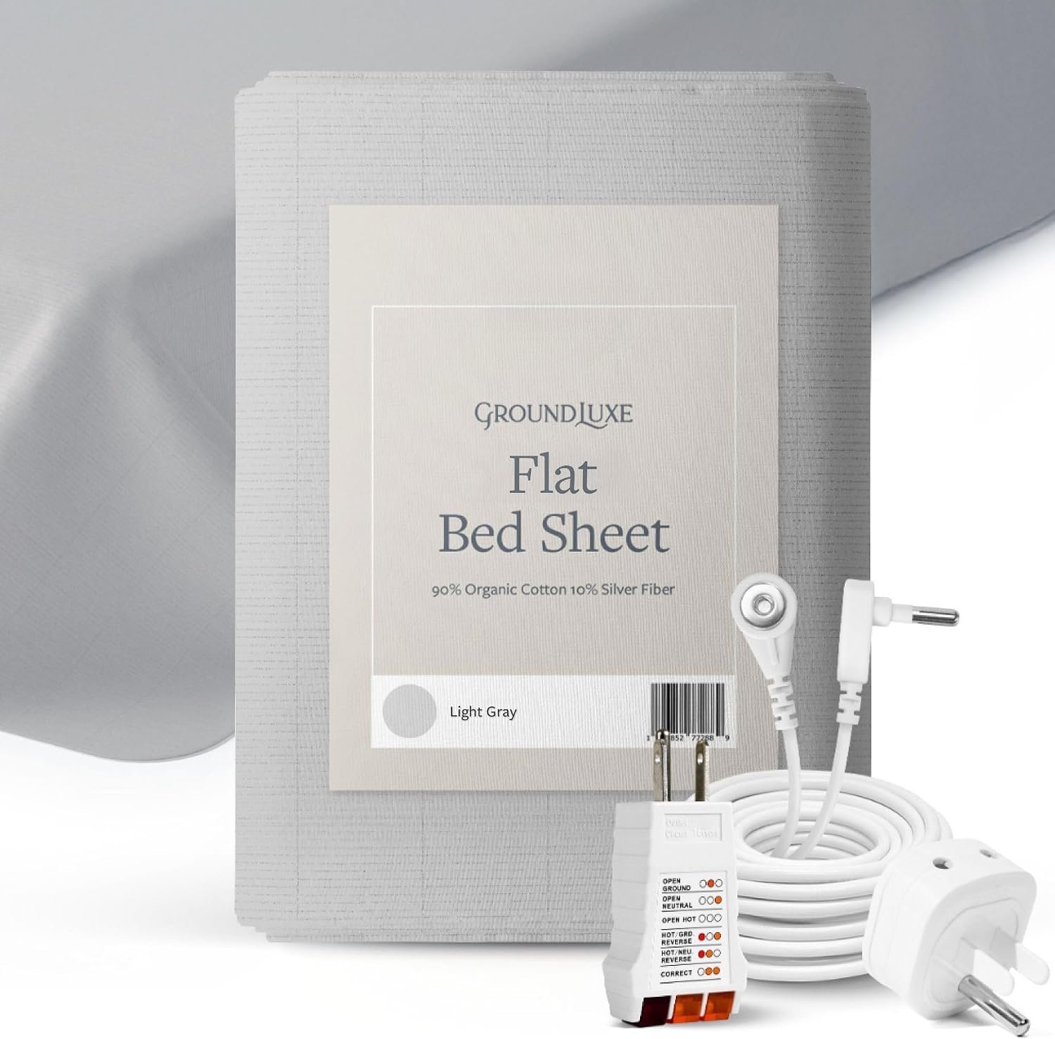 Luxury Flat Grounding Sheet in Light Gray for Queen Size Bed (Organic) Conductive Earthing Sheet