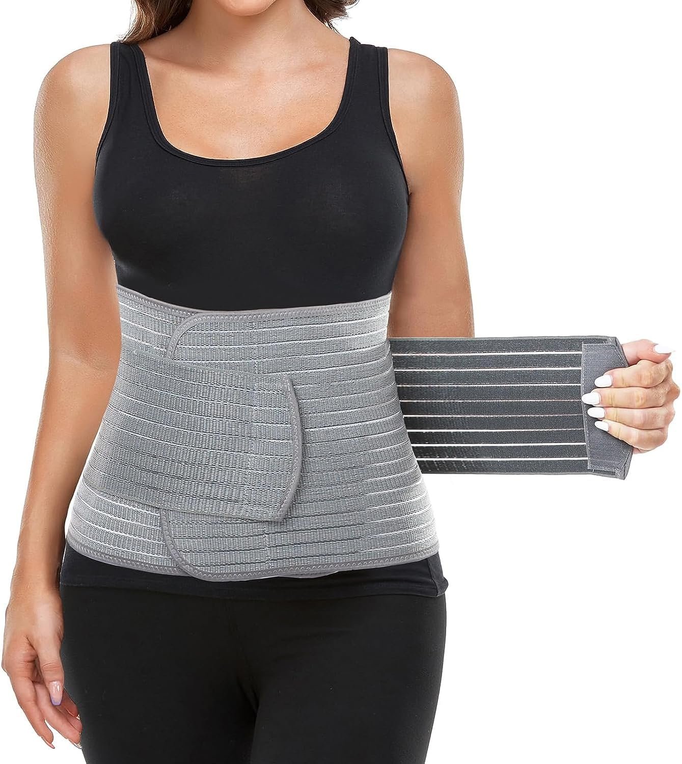 MAMODY Postpartum Belly Wrap Belly Band Abdominal Binder Post Surgery 9.5″