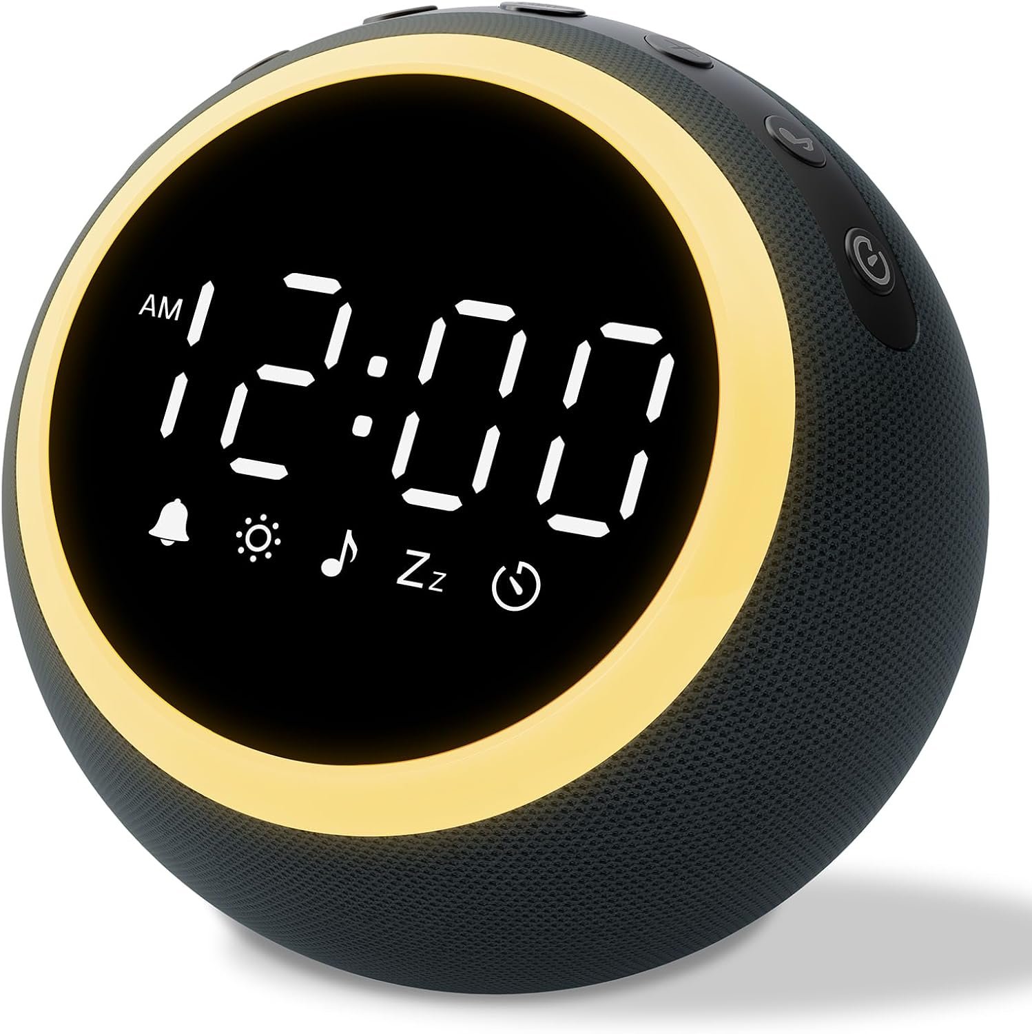 Alarm Clock with White Noise: White Sound Machine with 30 Soothing Sounds, 10 Soft Wake-Up Sounds, 32 Adjustable Volume & Timer, Memory Function – Ideal for Bedrooms (Black)