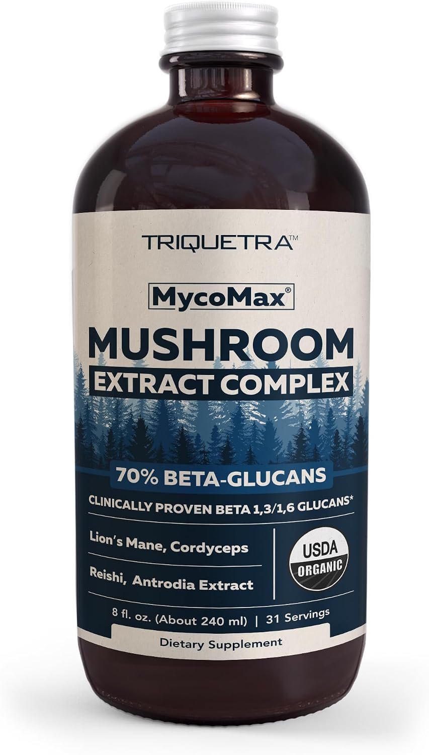 MycoMax Mushroom Complex Supplement, Max Potency 70% Beta Glucans, US Grown