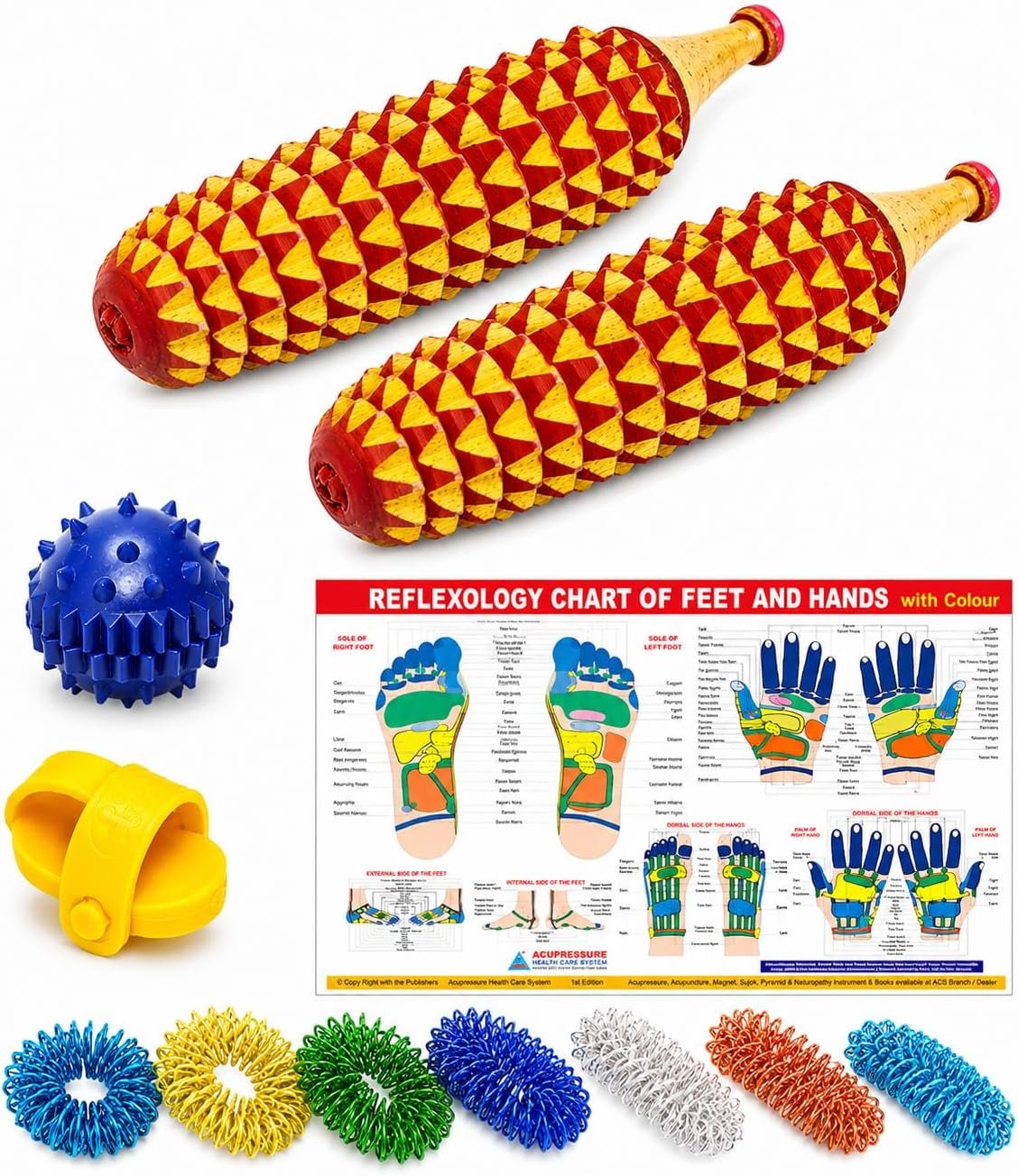 BOSKY Vanacara Wooden Spiky Roller Acupuncture Tools for Hand, Finger Rings