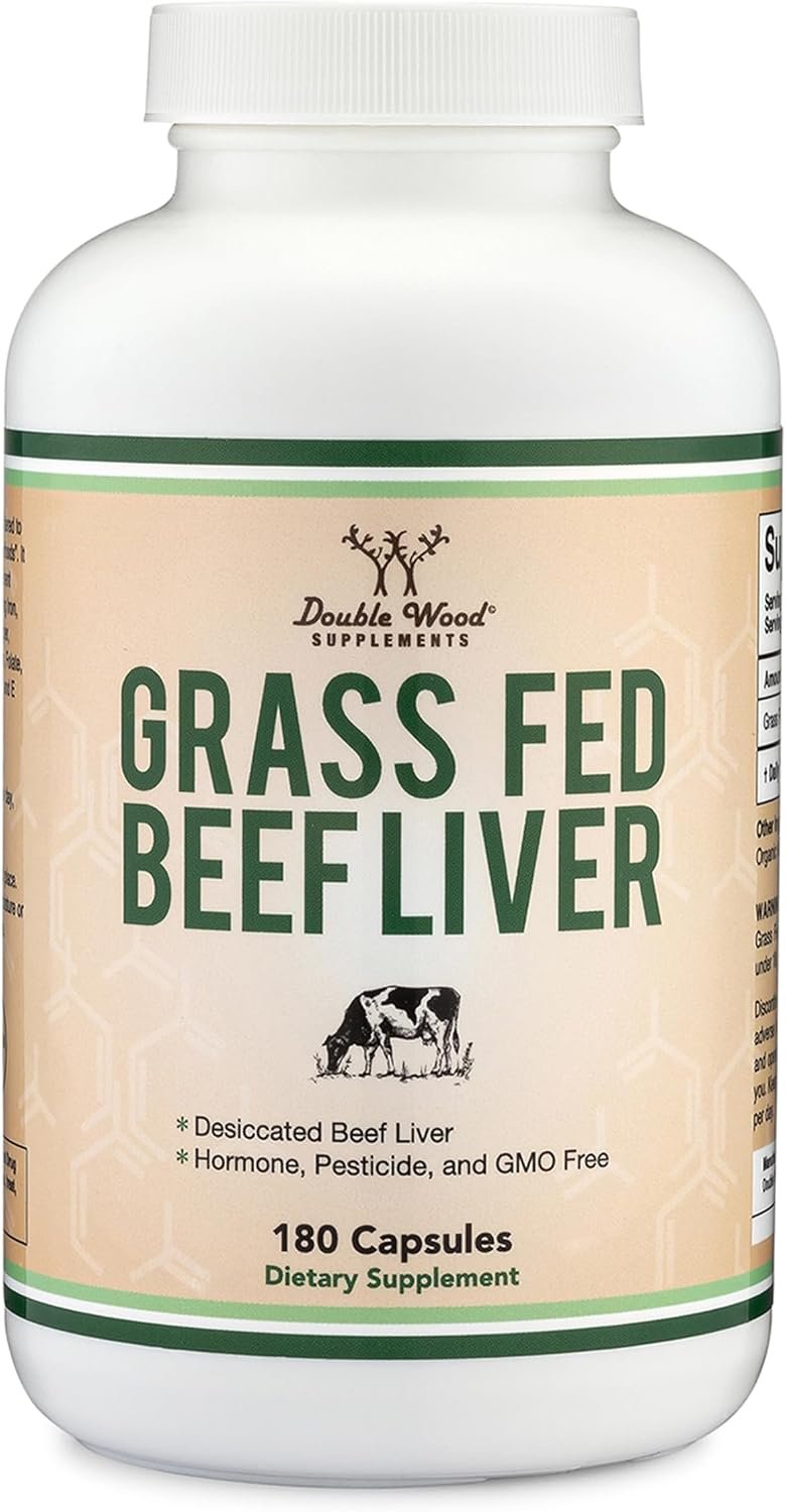 Grass Fed Beef Liver 1,000mg, Digestion, Energy + Immunity, 180 Capsules