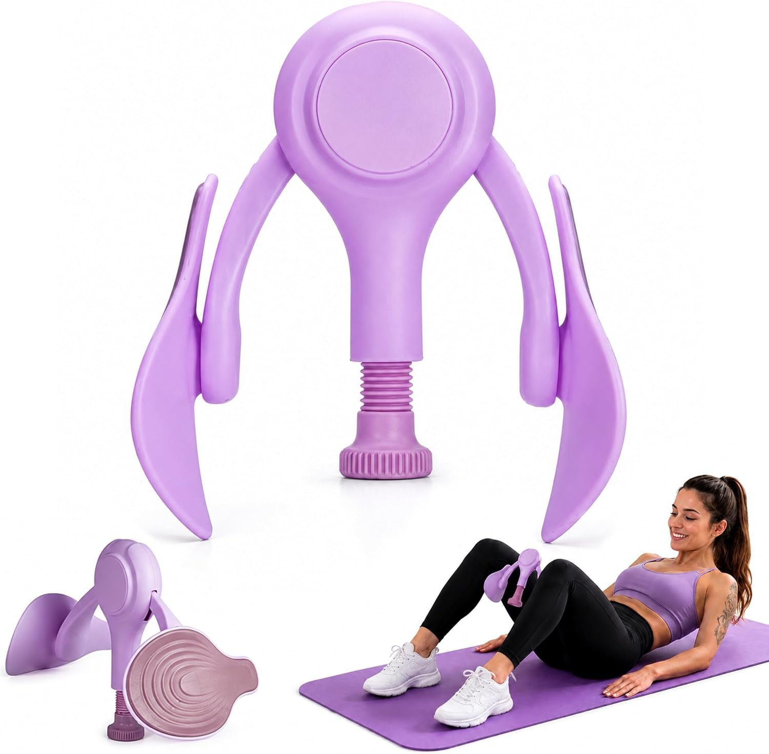 Thigh Trainer for Women, Non-Counting (No LED Display), Adjustable Resistance Inner Thigh Exercise Equipment for Pelvic Floor Muscle Training, Full Body Workout Device & Lightweight Thigh Exerciser