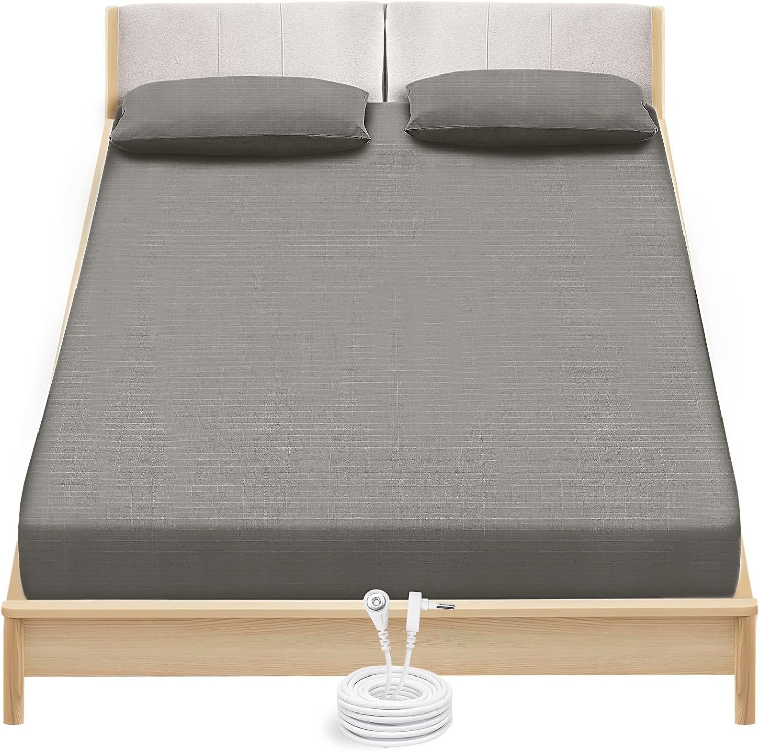 Grounding Sheets Cotton and Silver Fiber Fitted Grounding Sheet Color Deep Grey and King Size 80.3×78.6 Inch Size LSNDLSSDF